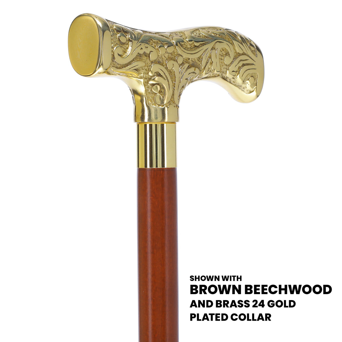 Premium Brass T-shaped Handle Walking Cane: Custom Shaft & Collar