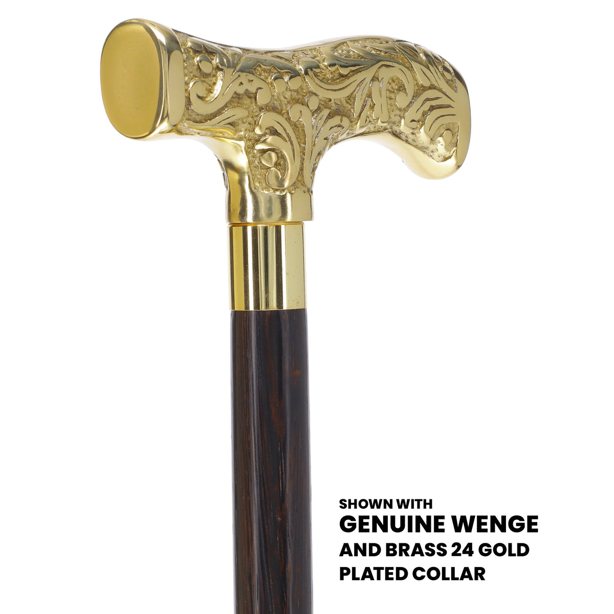 Premium Brass T-shaped Handle Walking Cane: Custom Shaft & Collar