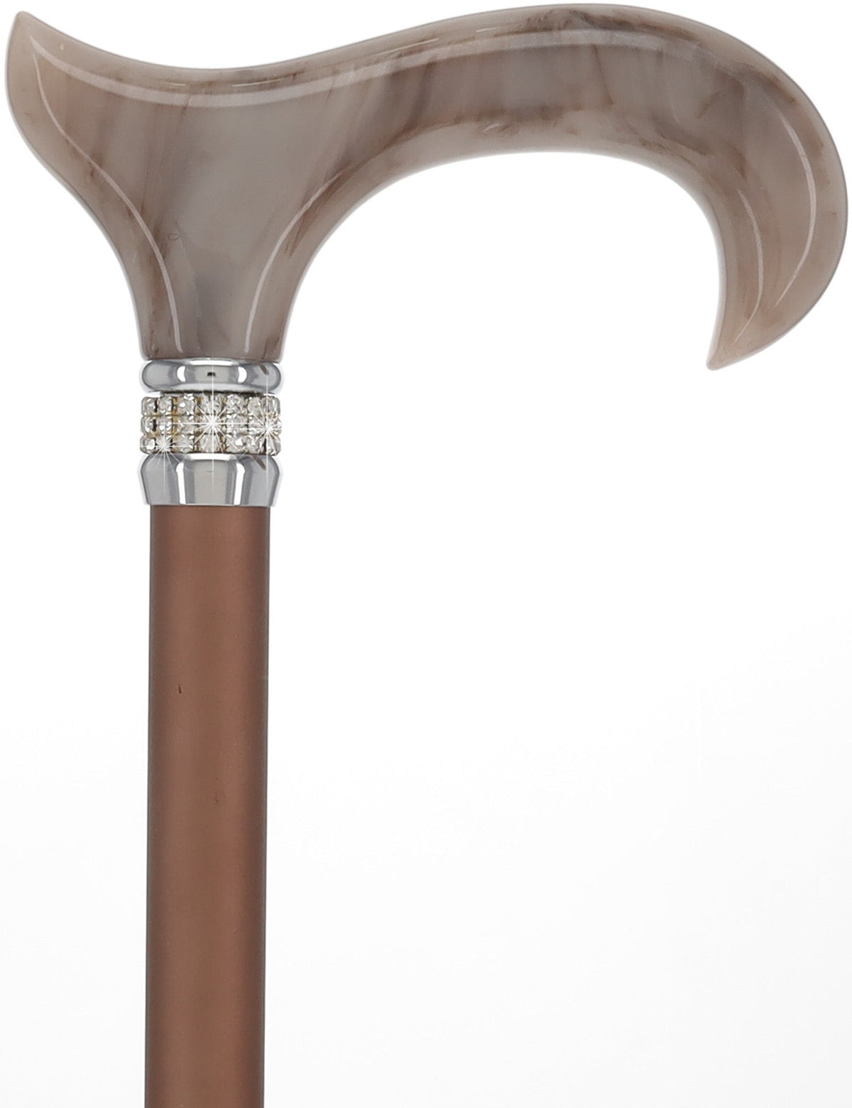 Mocha Rhinestone Pearlz Adjustable Orthopedic Derby Cane