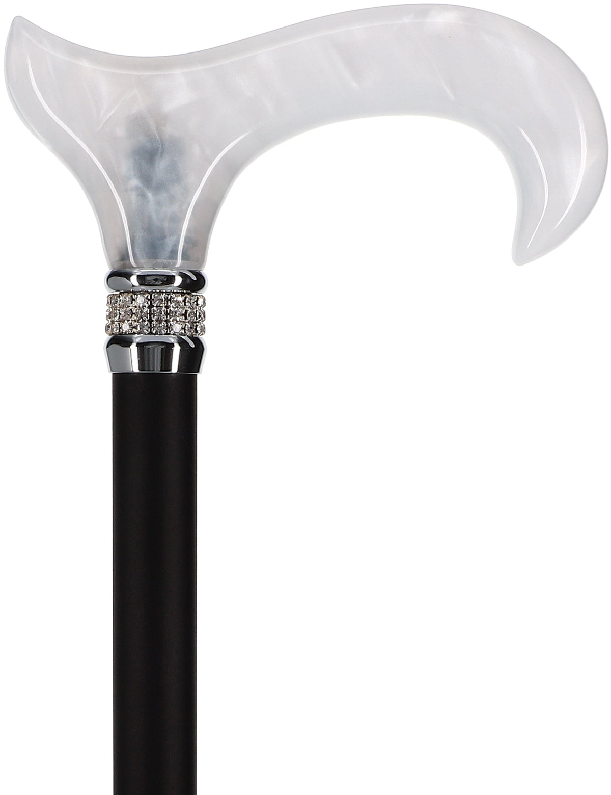 Black & White Pearlz Rhinestone Orthopedic Derby Cane