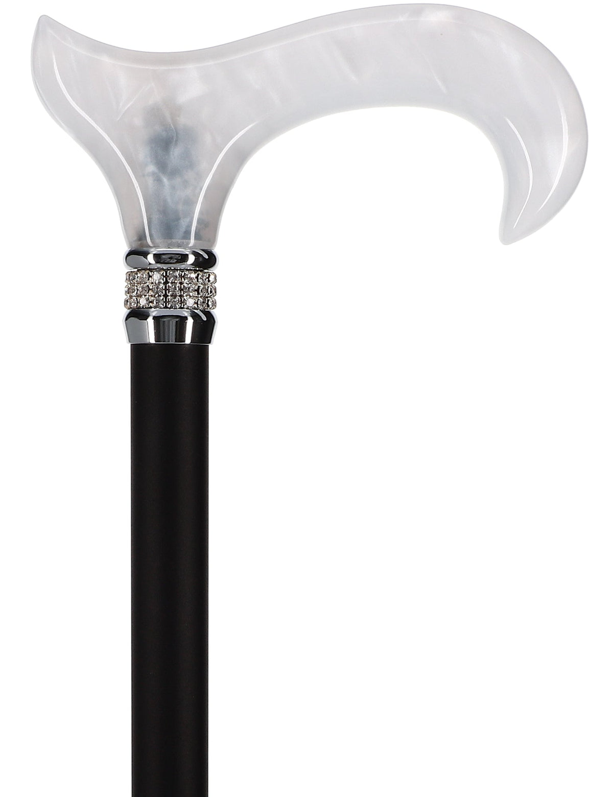 Black & White Pearlz Rhinestone Orthopedic Derby Cane