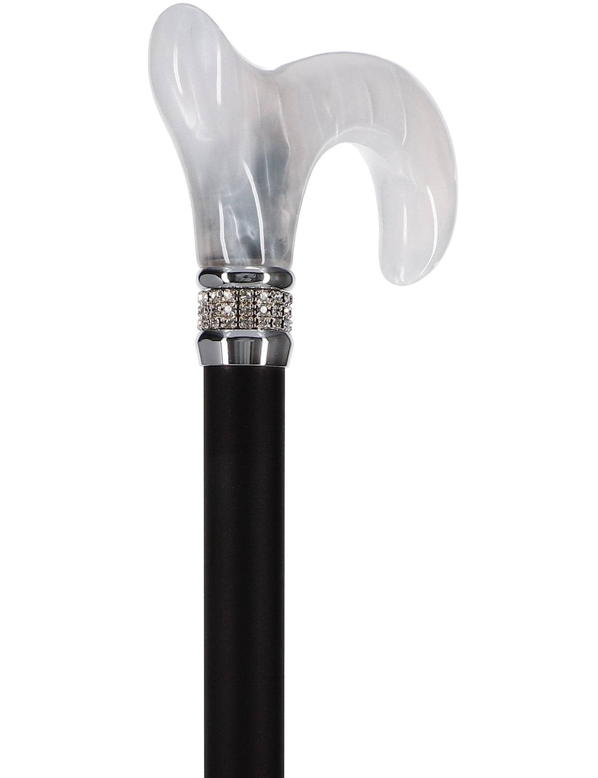 Black & White Pearlz Rhinestone Orthopedic Derby Cane