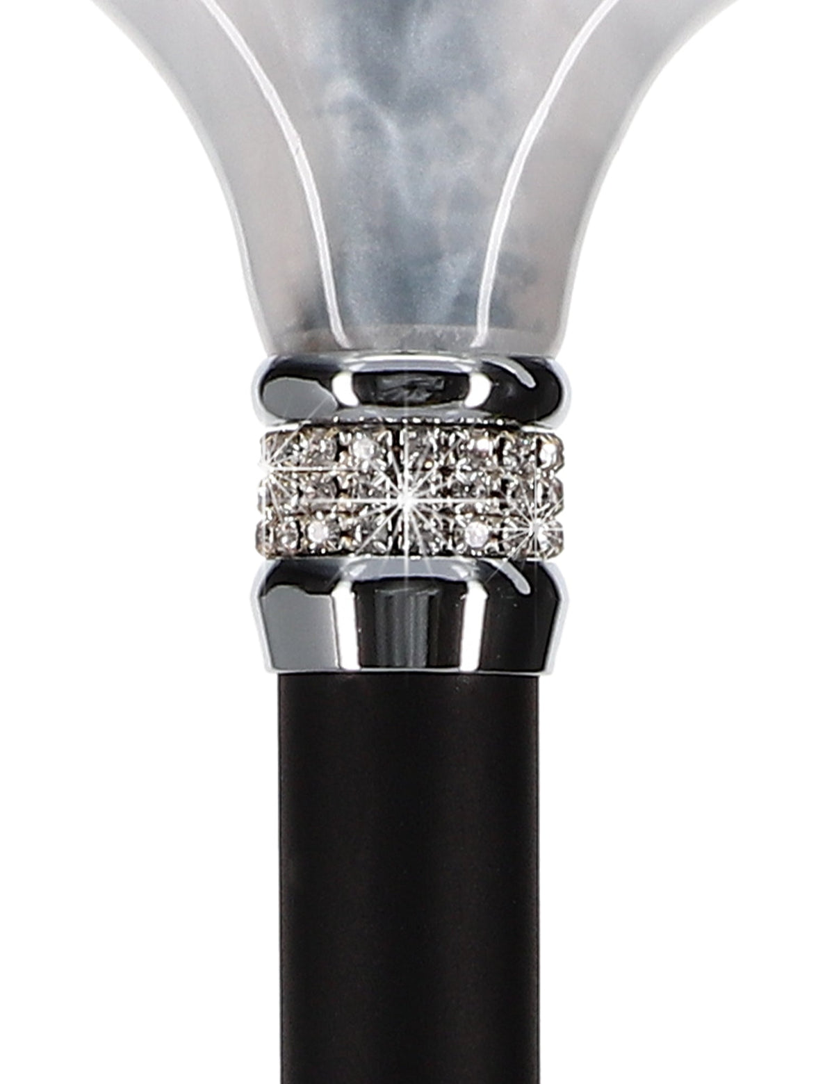 Black & White Pearlz Rhinestone Orthopedic Derby Cane