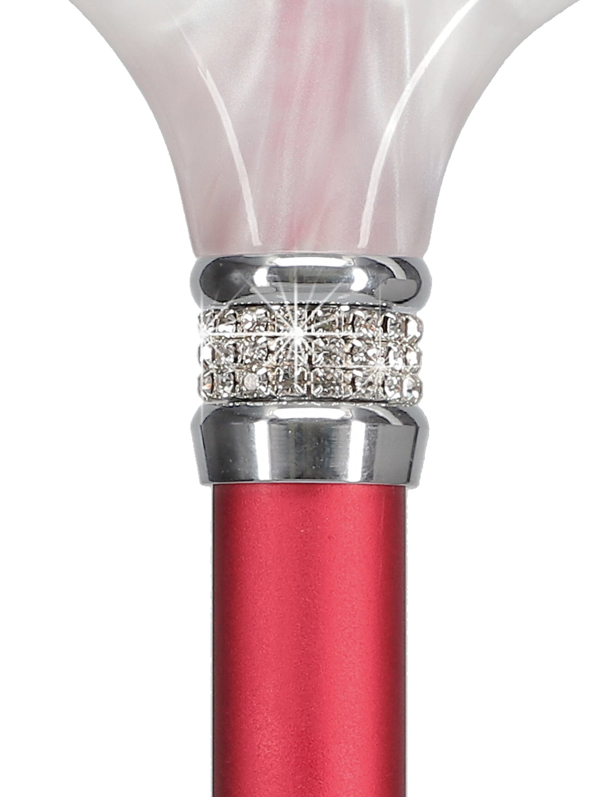 Crimson Red Pearlz Rhinestone Adjustable Orthopedic Derby Cane