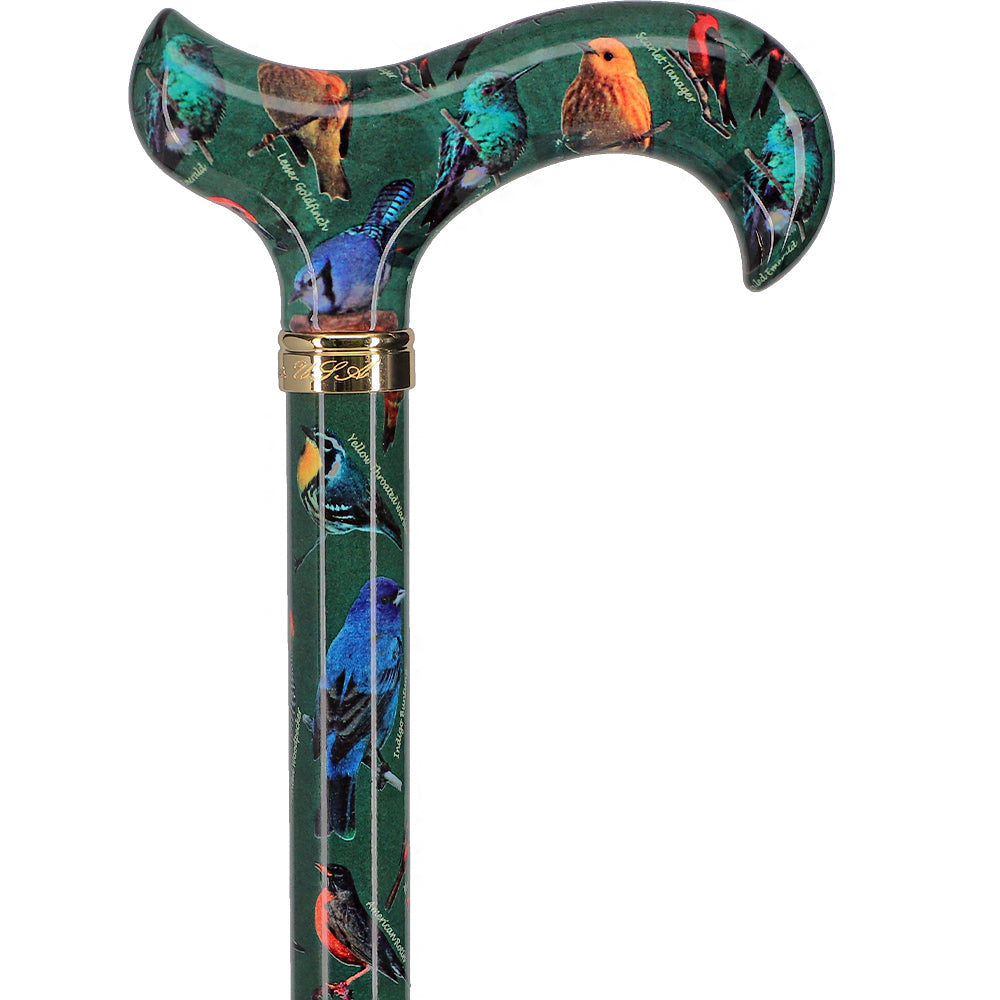 American Songbird Designer Adjustable Derby Walking Cane with Engraved Collar w/ SafeTbase