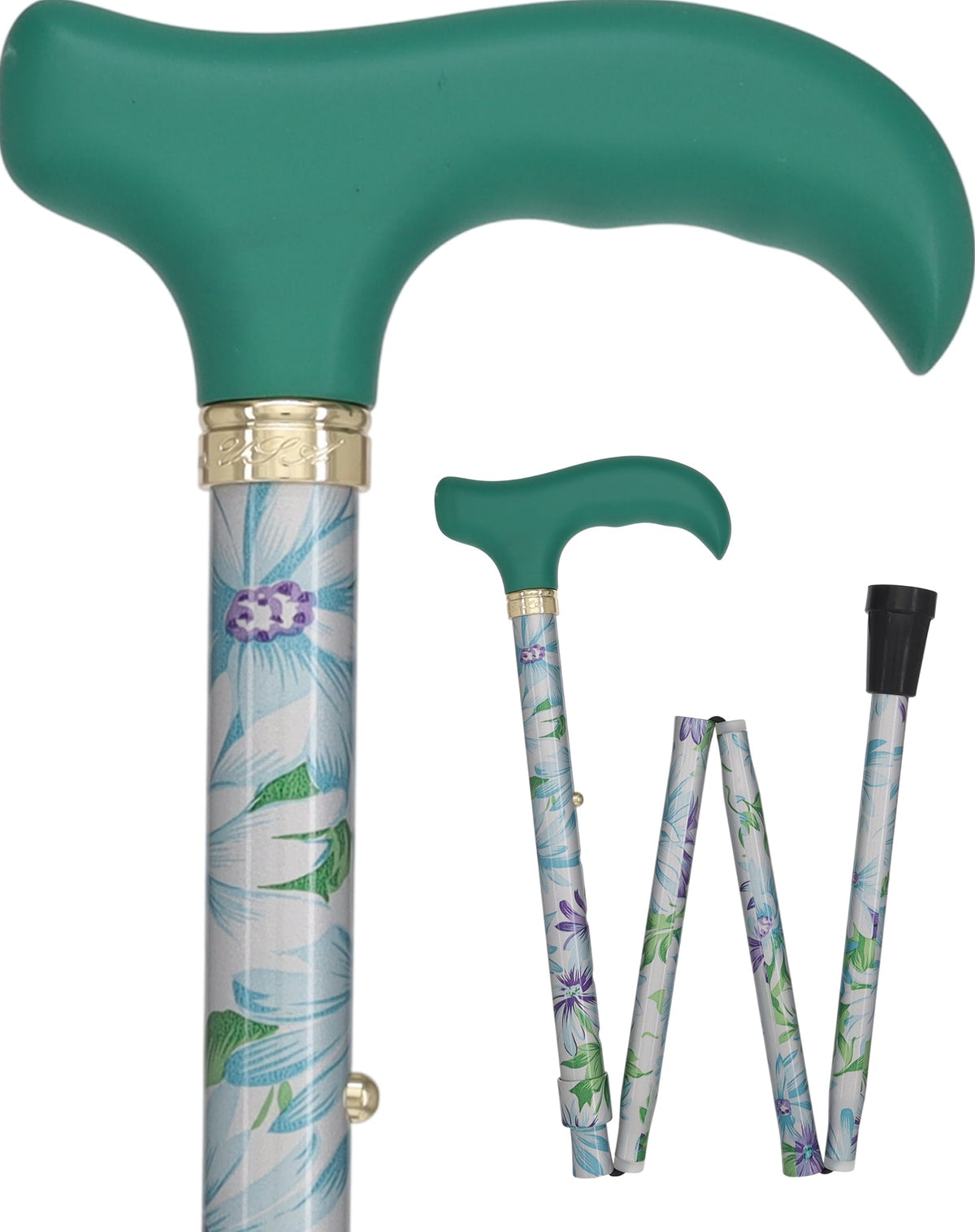 Adjustable Designer Folding Cane - Glorious Gardens Style