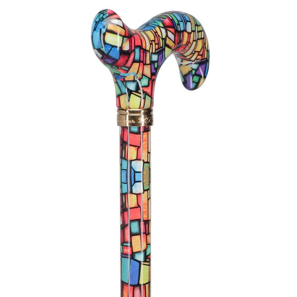 Mosaic Stained: Designer Adjustable Cane w/ Patterned Handle