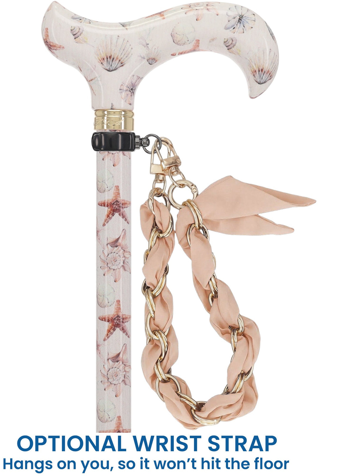 Watercolor Seashells: Designer Derby Cane Patterned Handle