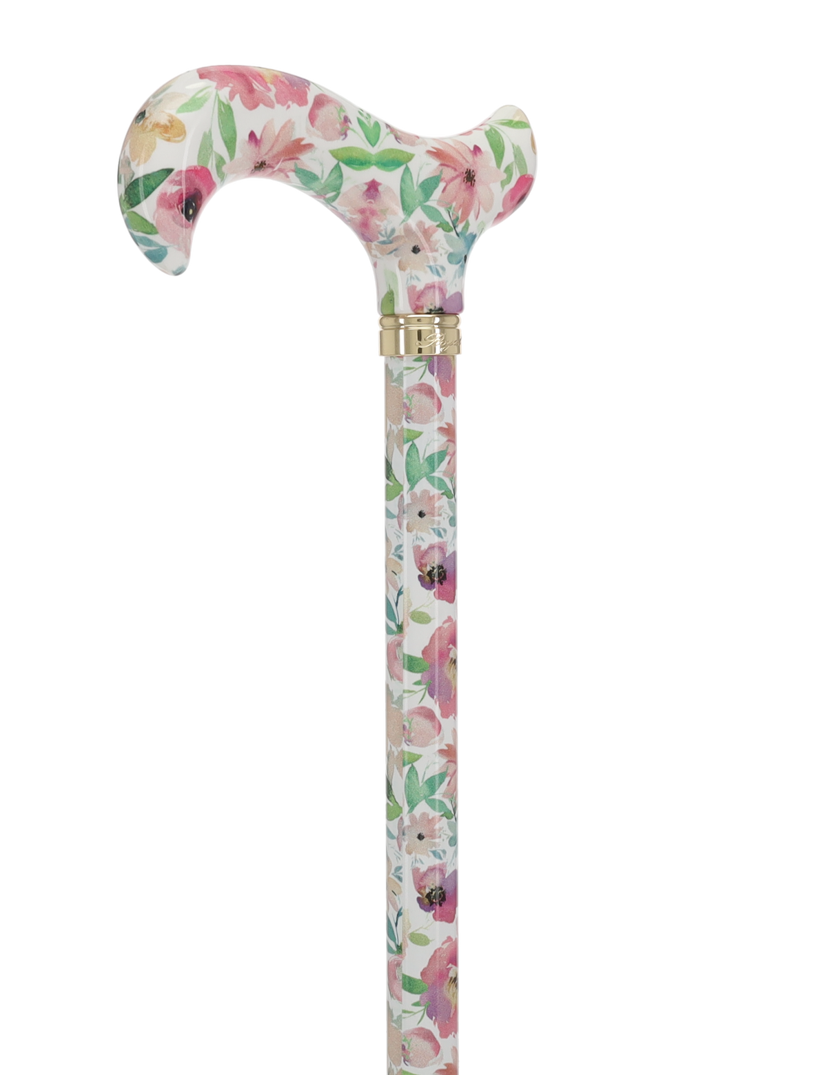 Watercolor Flowers: Designer Adjustable Cane w/ Patterned Handle