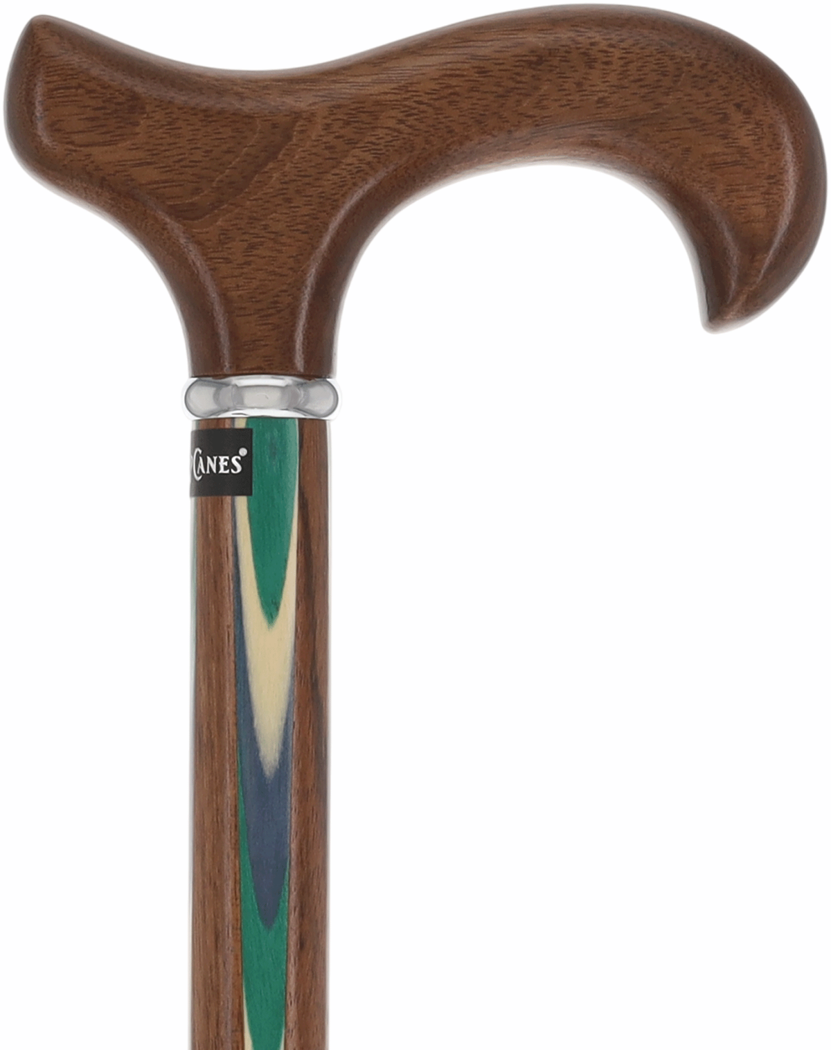 Green & Blue Inlaid Derby: Ovangkol Shaft Colorwood Inlay