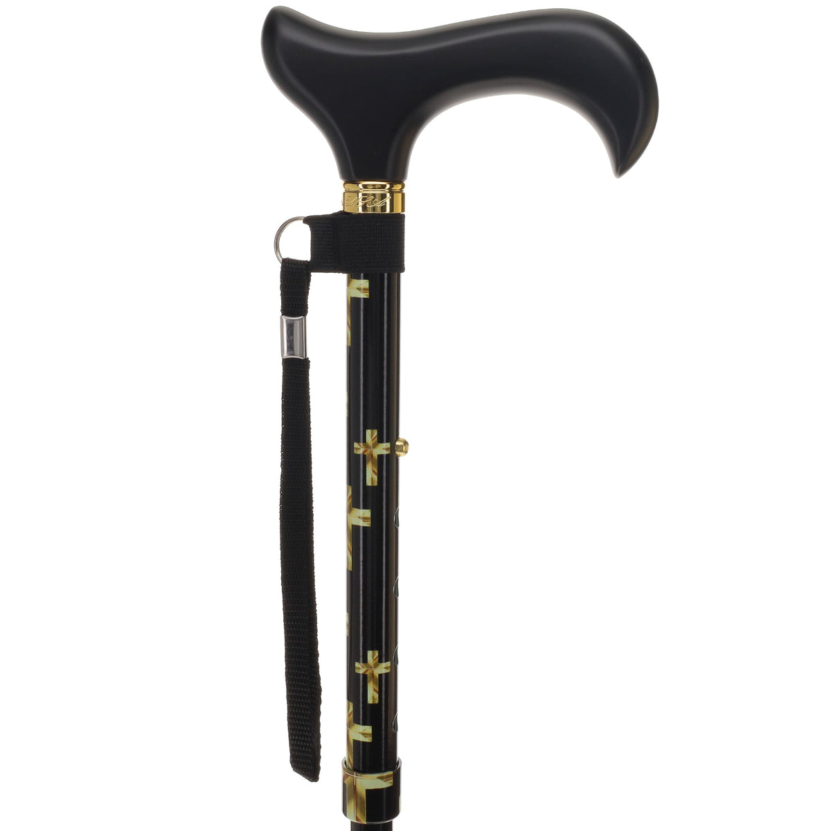 Golden Cross Folding Cane: Adjustable Derby, Wooden Handle