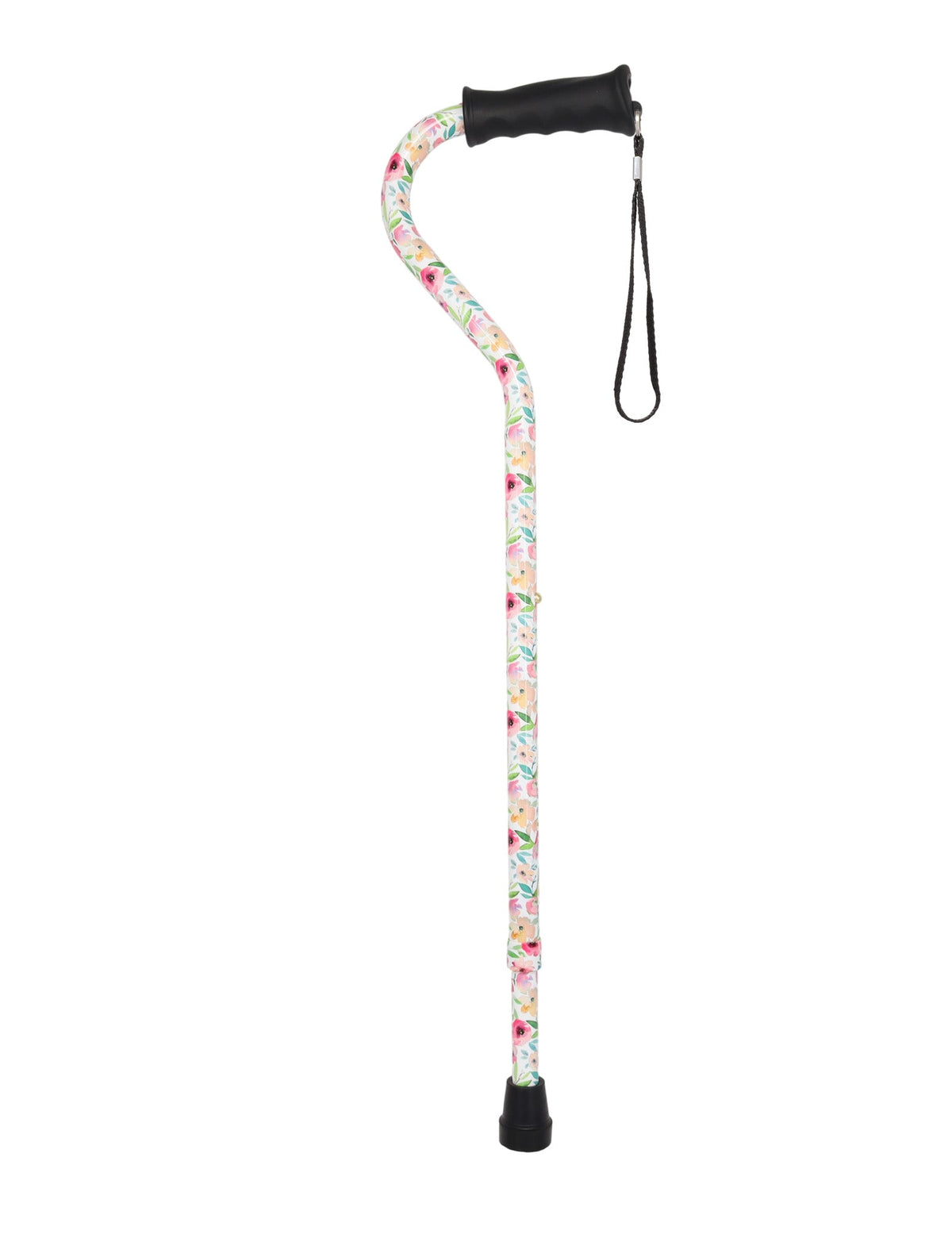 Watercolor Flowers Vivienne May Convertible Quad Base Walking Cane with Comfort Grip - Adjustable Sh