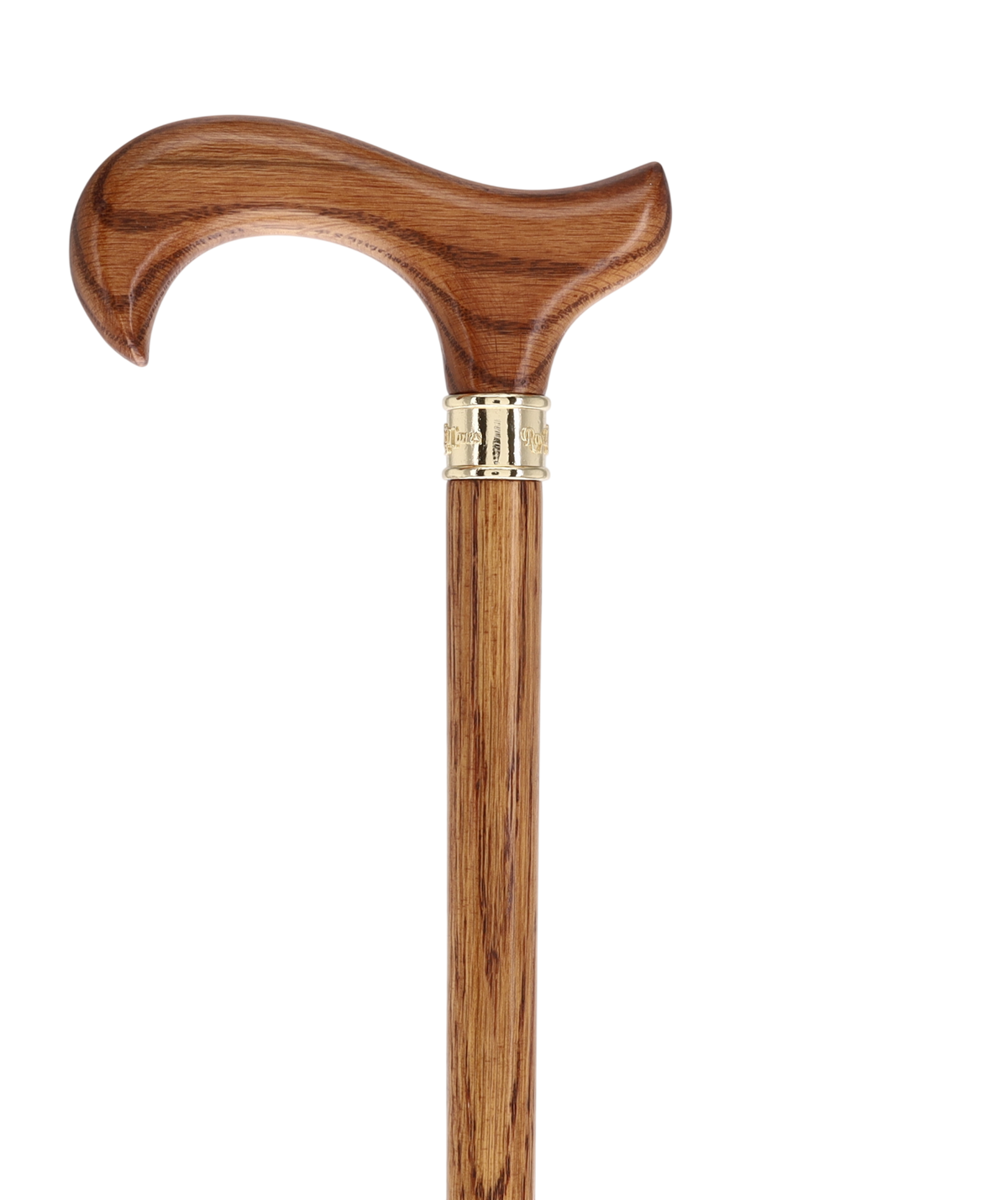 Luxury Oak Derby Cane - 3 Piece & Brass Embossed Collar