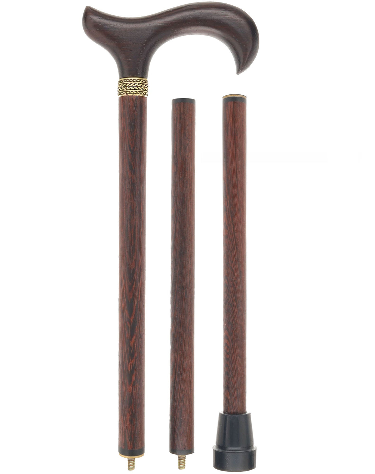 Luxury 3-Piece Folding - Wenge Pewter Collar Derby Cane