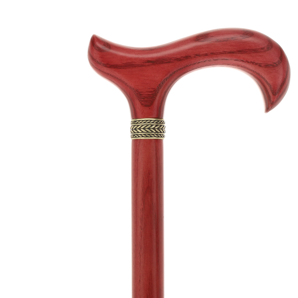 Striking Mahogany Red Derby Cane: Premium Natural Ash Wood w/ Pewter Collar