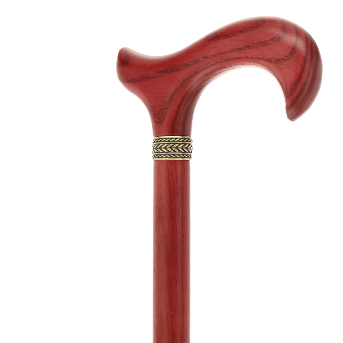 Striking Mahogany Red Derby Cane: Premium Natural Ash Wood w/ Pewter Collar