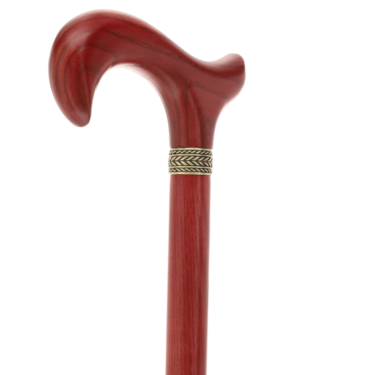 Striking Mahogany Red Derby Cane: Premium Natural Ash Wood w/ Pewter Collar