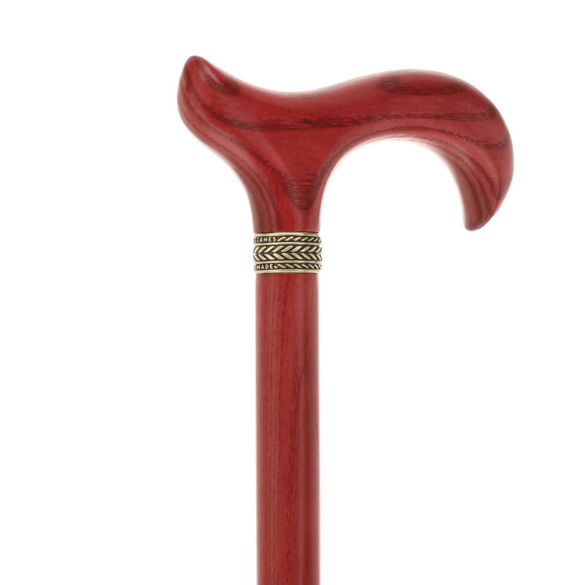 Striking Mahogany Red Derby Cane: Premium Natural Ash Wood w/ Pewter Collar