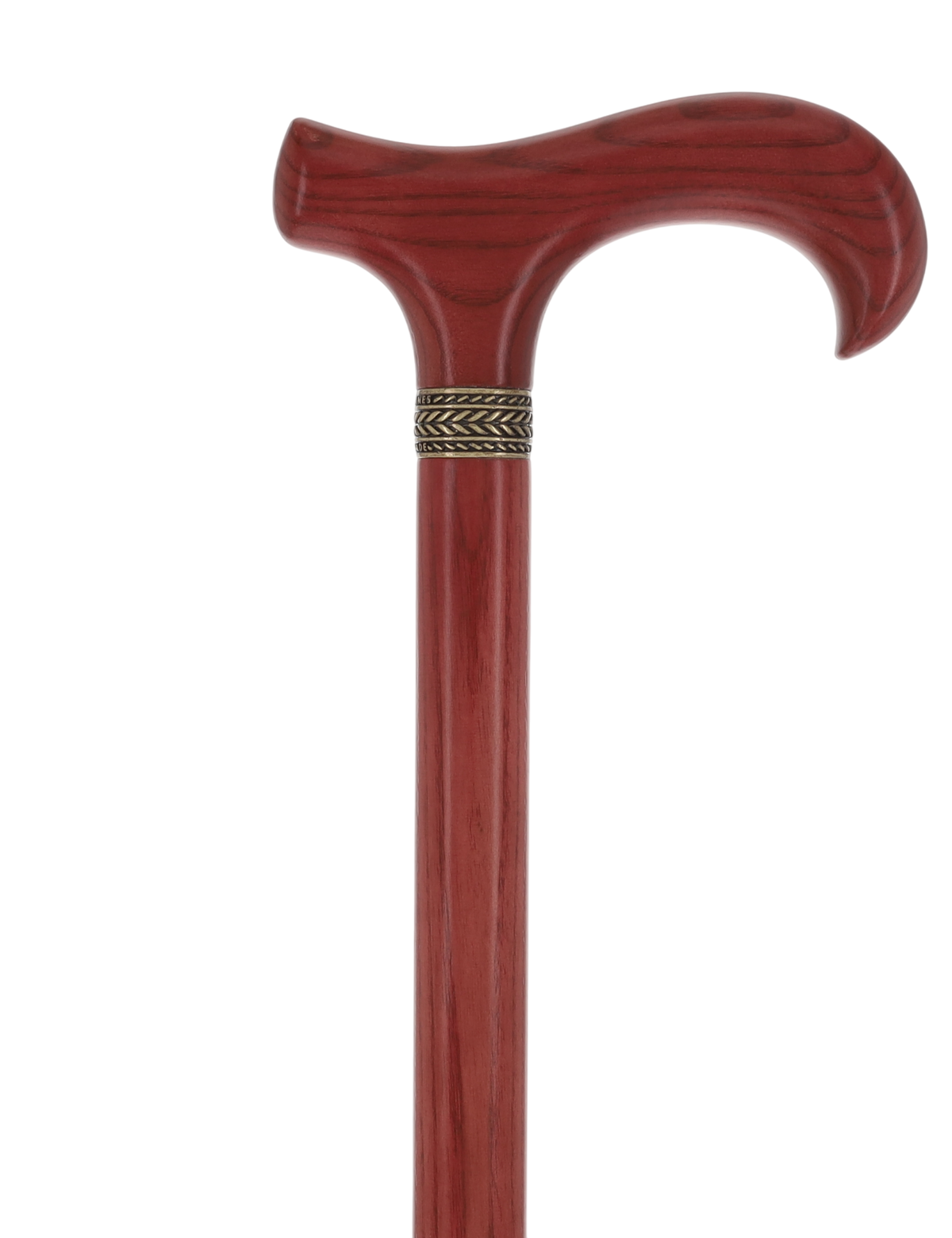 Striking Mahogany Red Derby Cane: Premium Natural Ash Wood w/ Pewter Collar