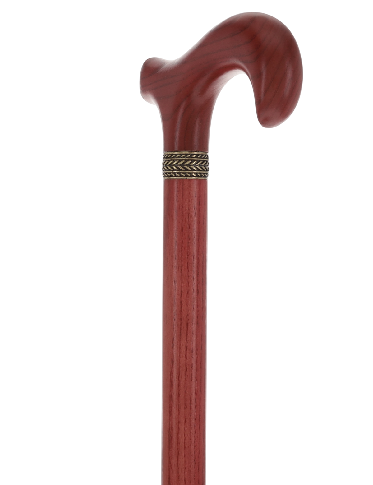 Striking Mahogany Red Derby Cane: Premium Natural Ash Wood w/ Pewter Collar