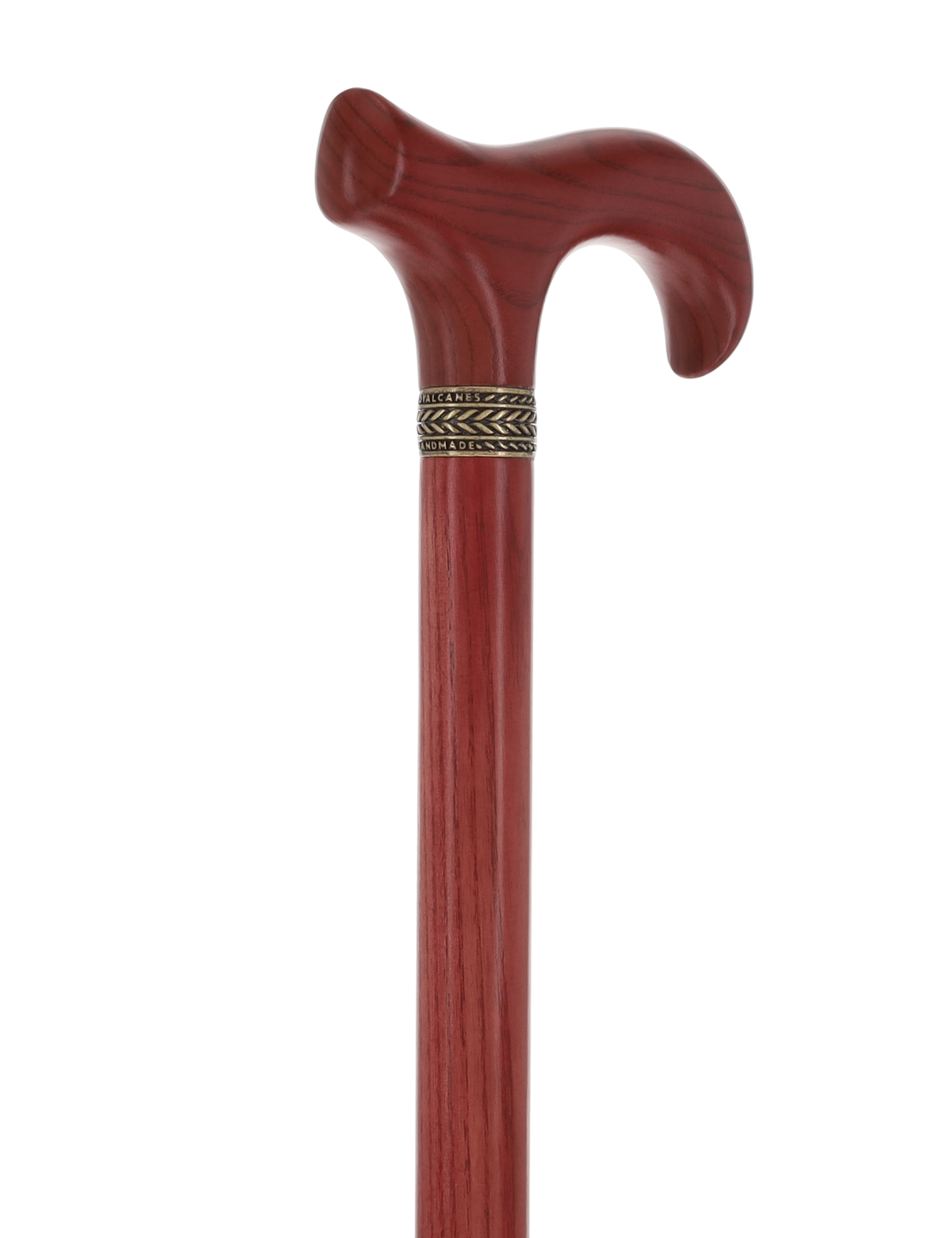 Striking Mahogany Red Derby Cane: Premium Natural Ash Wood w/ Pewter Collar