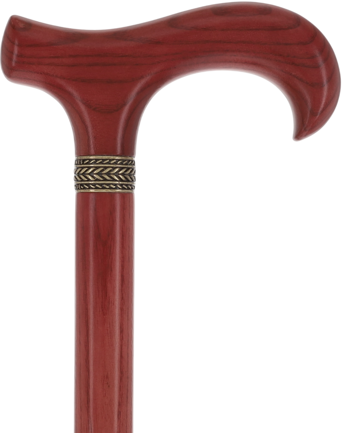 Striking Mahogany Red Derby Cane: Premium Natural Ash Wood w/ Pewter Collar