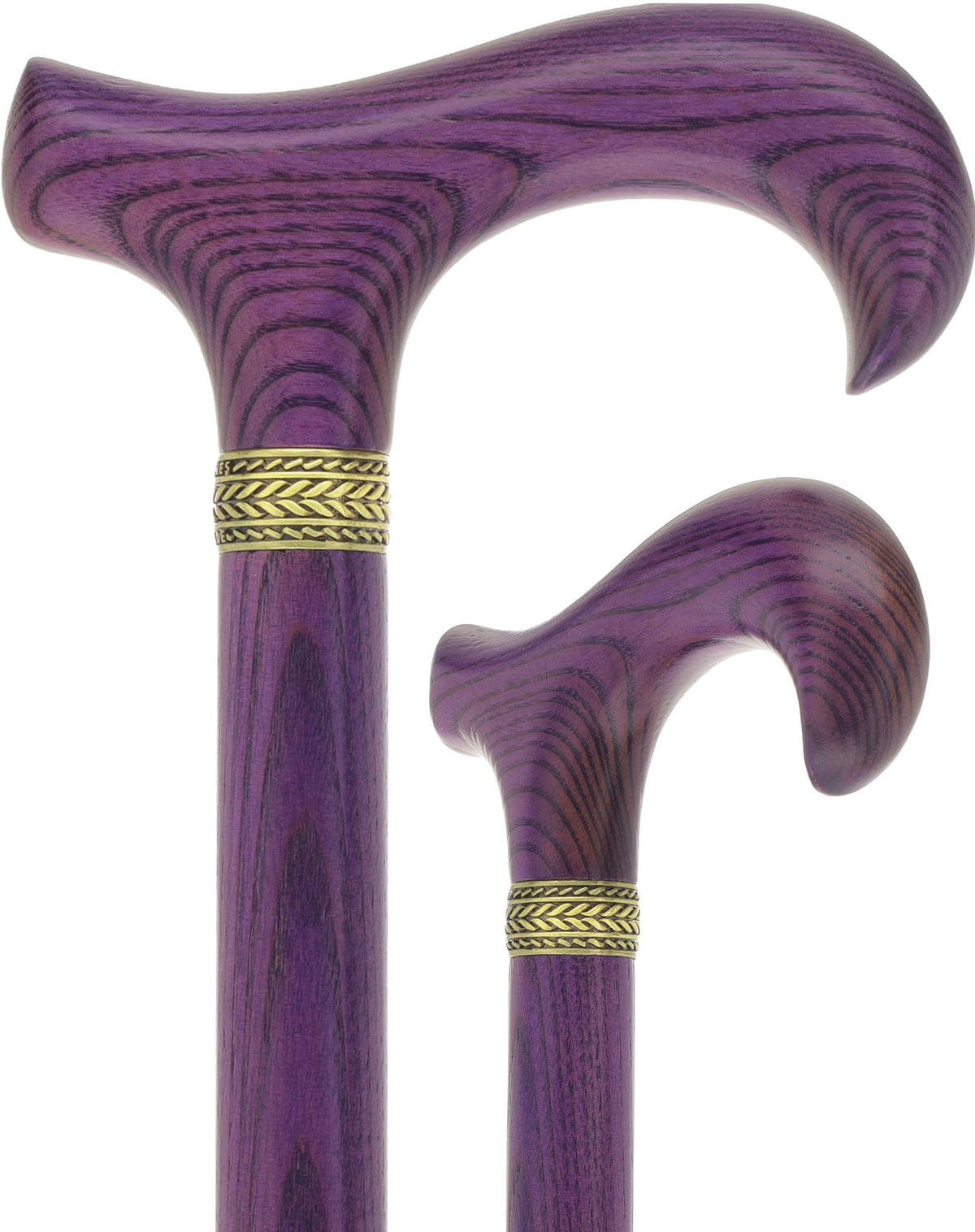 Super Strong Derby Handle Cane - Ash Wood, Pewter Wheat Collar, Matching Stain, 3 Color Options