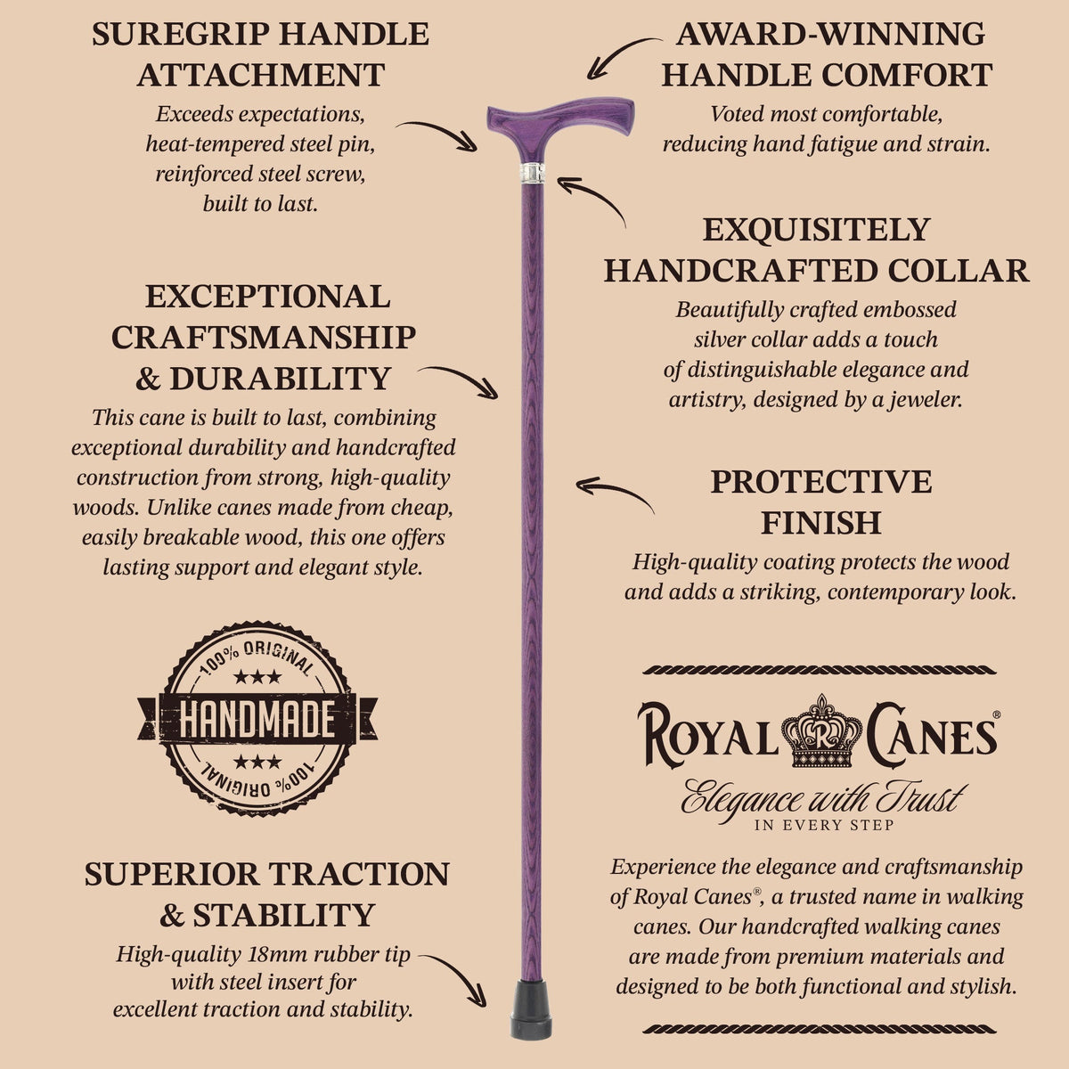 Royal Canes Fritz: Full-Color Wood Stain Collection (Matching Handle & Shaft)