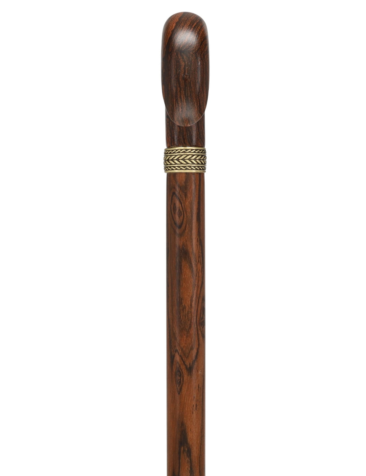 Luxury Natural Bocote Wood Derby Cane - Nature's Design Gold Pewter Collar