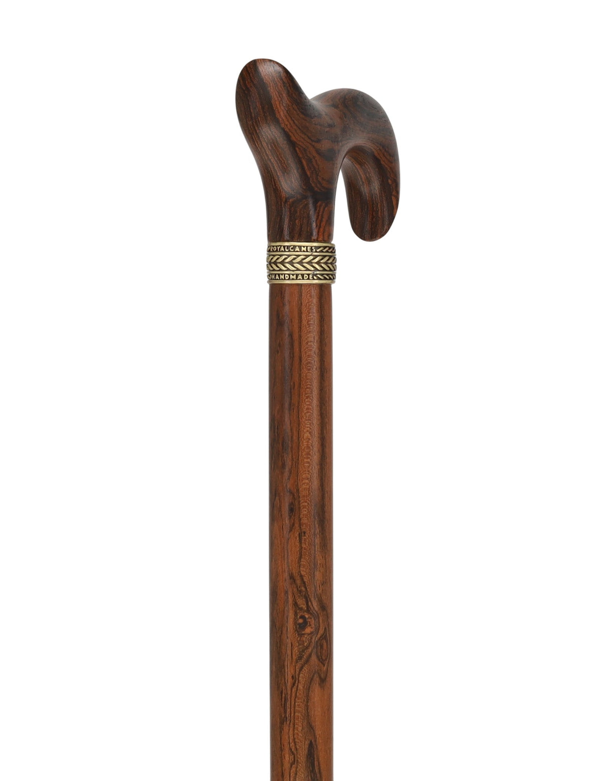 Luxury Natural Bocote Wood Derby Cane - Nature's Design Gold Pewter Collar