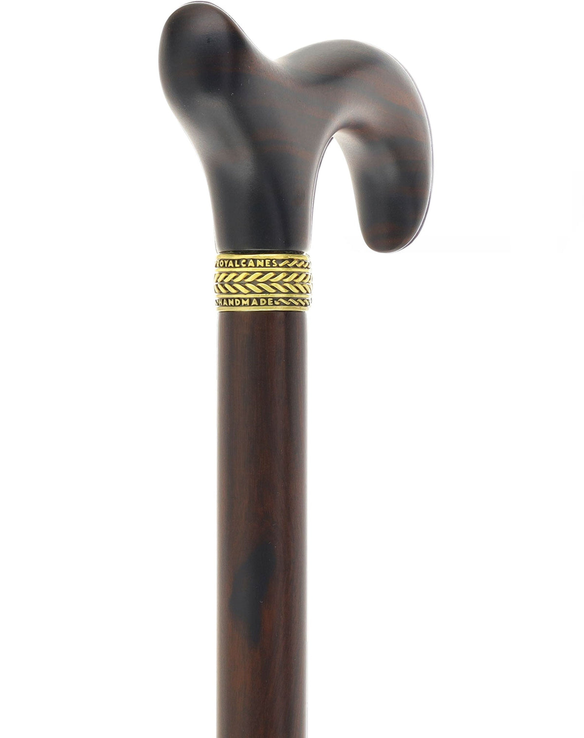 Luxury Derby Cane: Radiant Genuine Ebony Wood, Pewter Collar Option