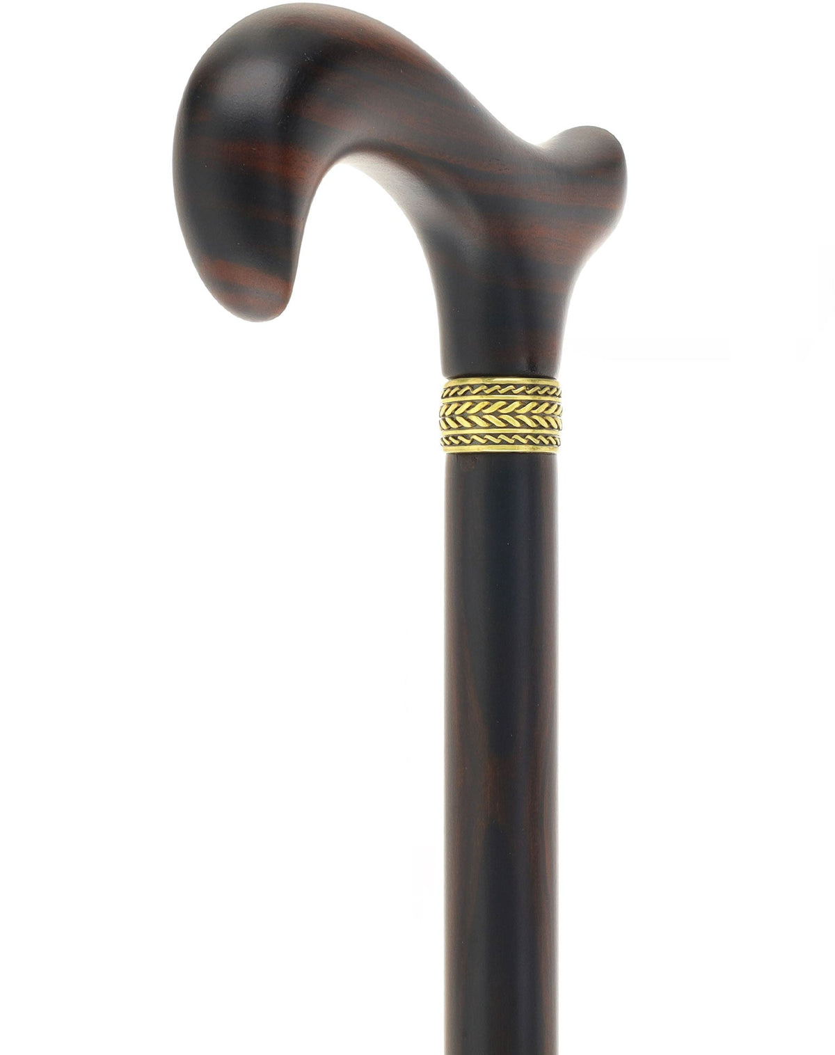 Luxury Derby Cane: Radiant Genuine Ebony Wood, Pewter Collar Option
