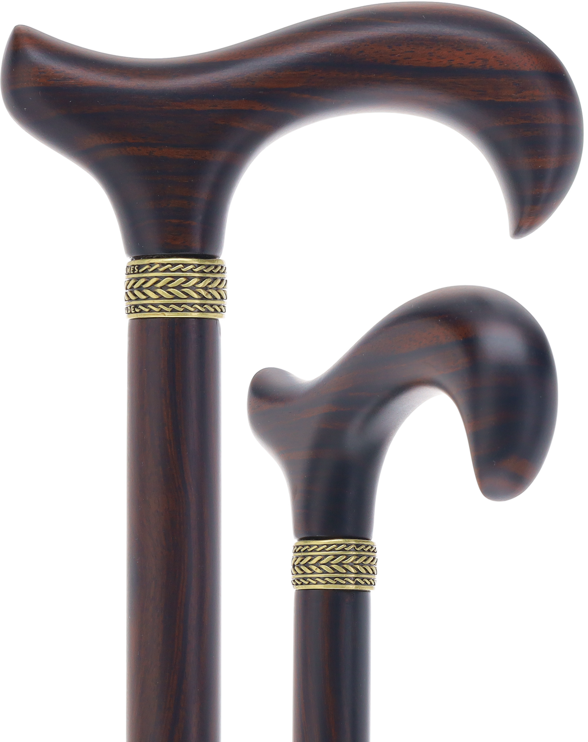 Luxury Derby Cane: Radiant Genuine Ebony Wood, Pewter Collar Option