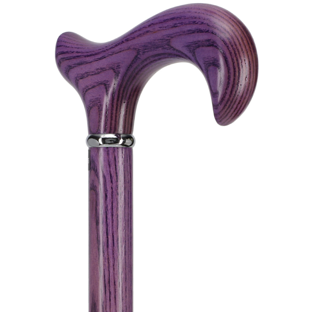 Vivid Purple Derby Walking Cane With Ash Wood Shaft and Silver Collar w/ SafeTbase