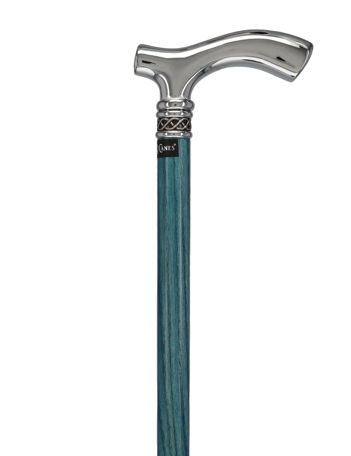 Slim Line Chrome Blue Fritz Cane: Ash Shaft, Pewter Swirl