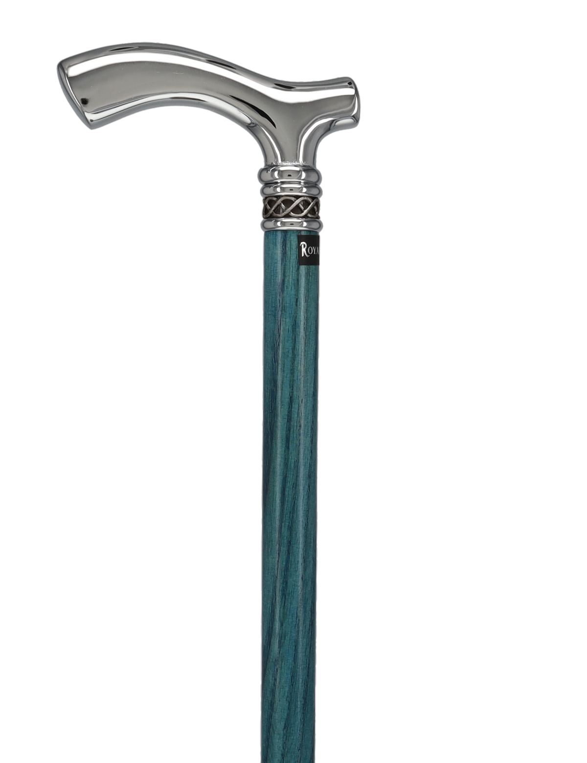 Slim Line Chrome Blue Fritz Cane: Ash Shaft, Pewter Swirl