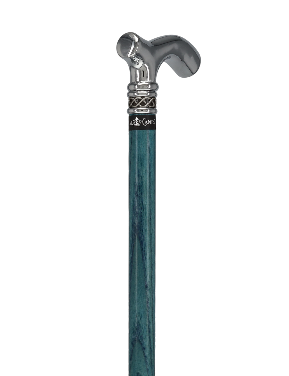 Slim Line Chrome Blue Fritz Cane: Ash Shaft, Pewter Swirl