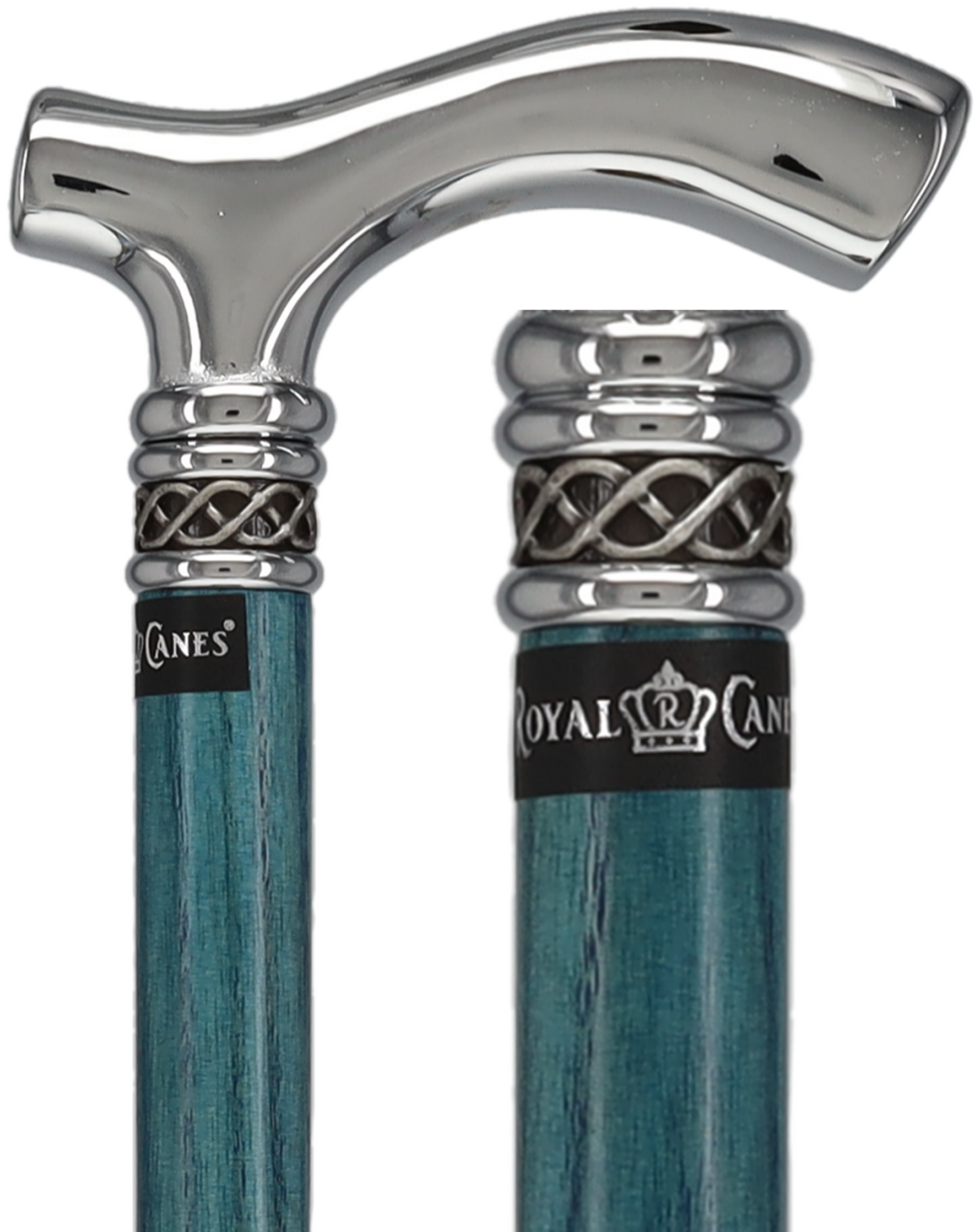 Slim Line Chrome Blue Fritz Cane: Ash Shaft, Pewter Swirl