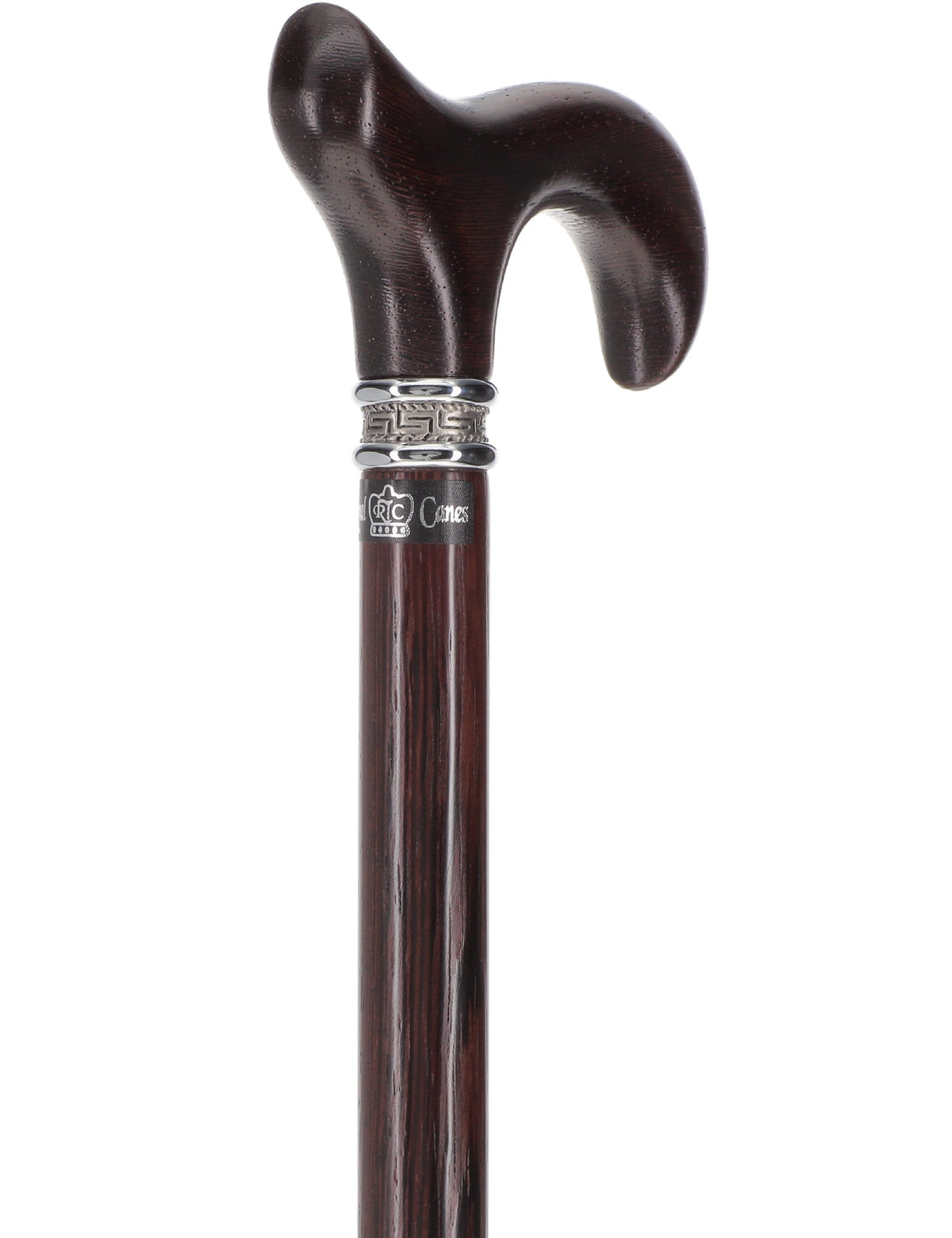 Textured Exotic Wenge Wood Derby Cane: Intricate Pewter Collar
