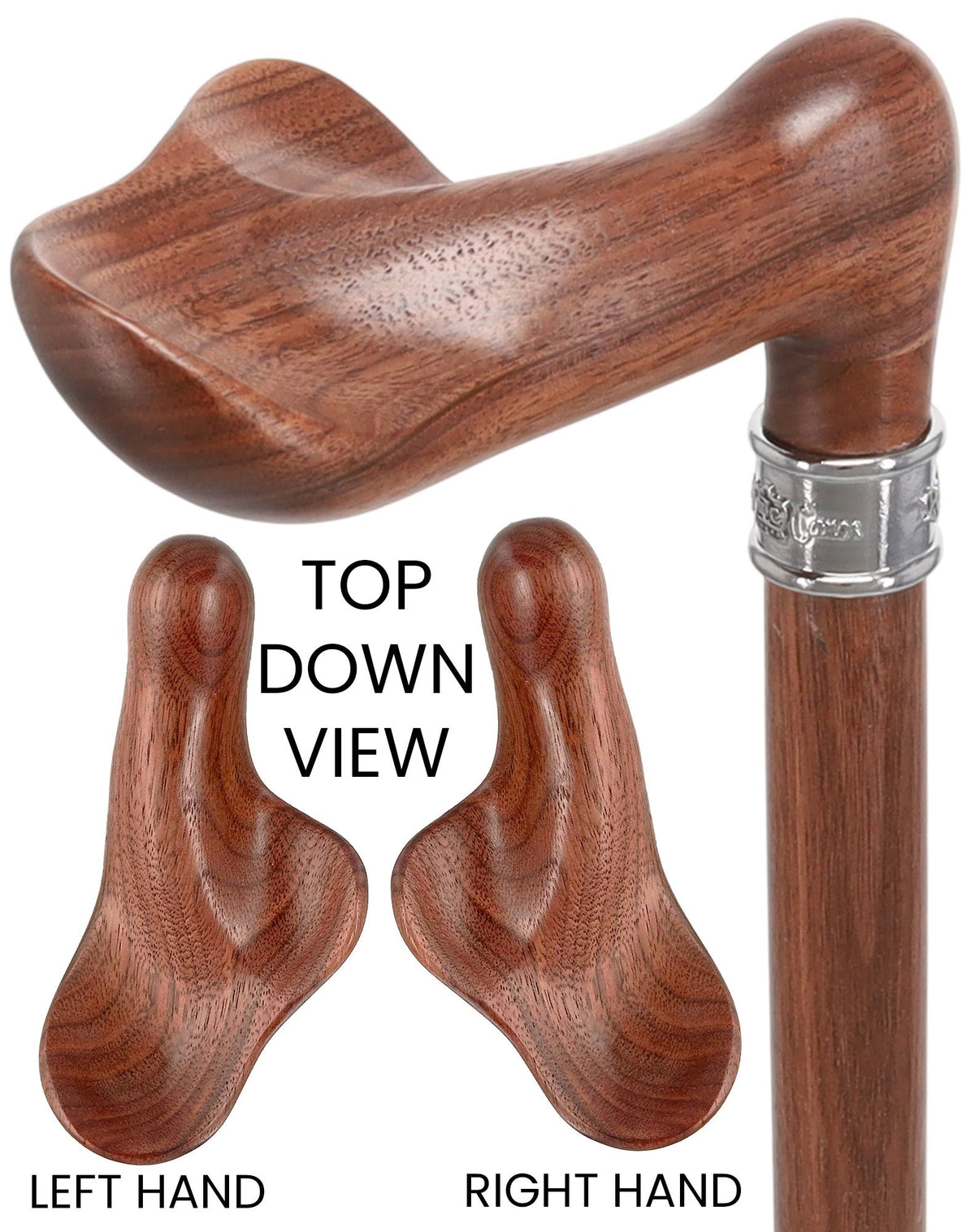 Luxury Walnut Palm Grip Walking Cane - Ergonomic Comfort