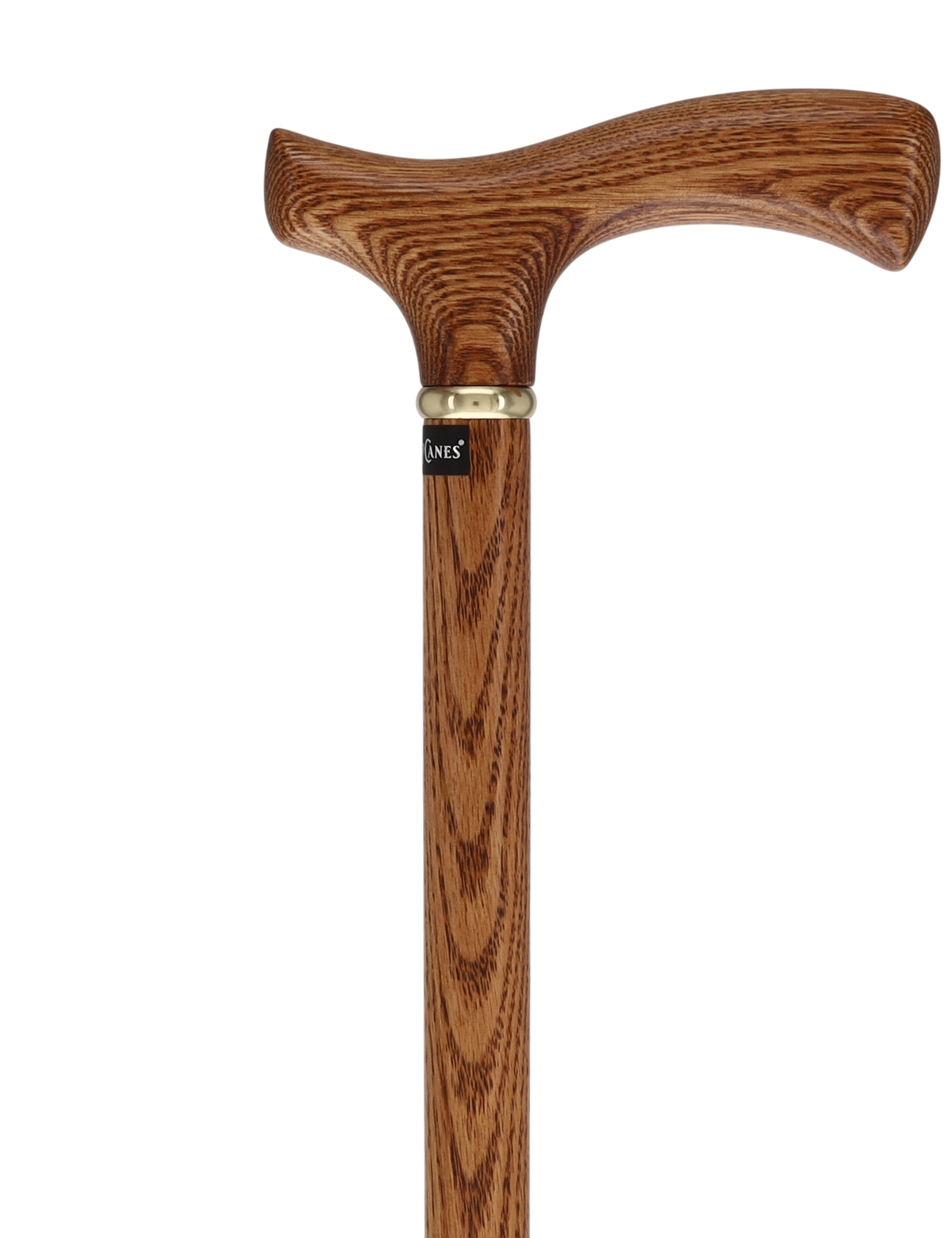 Handcrafted Oak Fritz Cane: Elegant Gold Collar