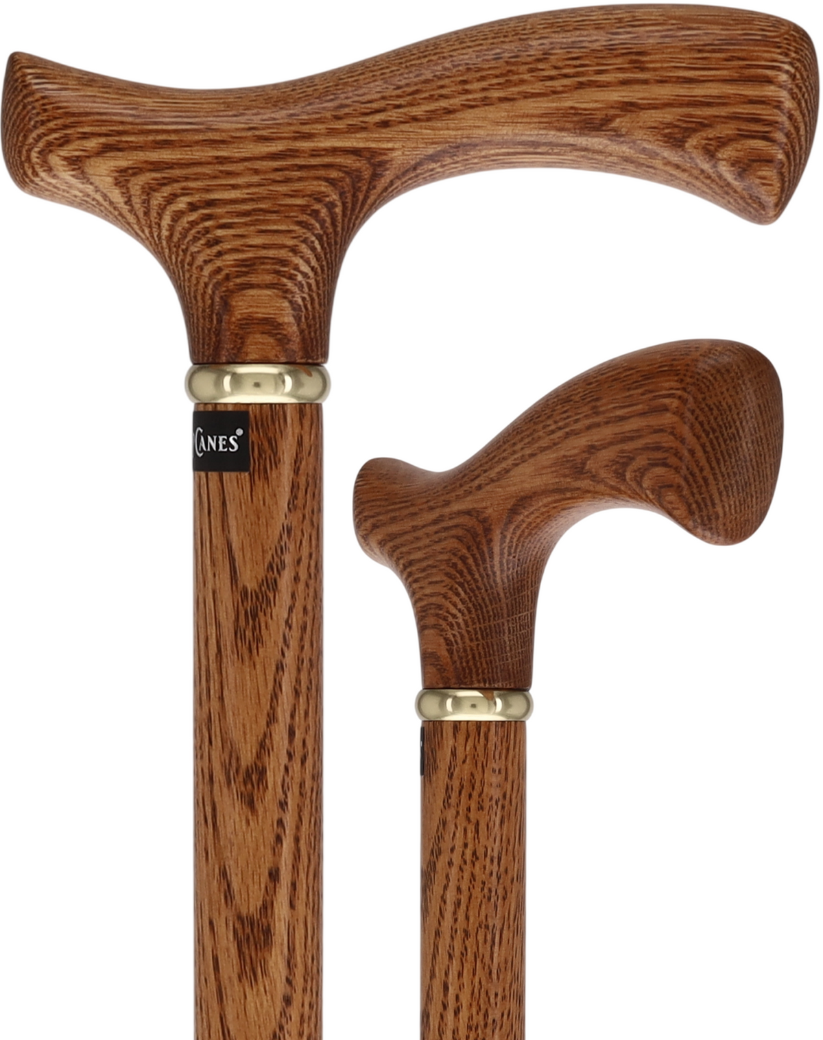 Handcrafted Oak Fritz Cane: Elegant Gold Collar
