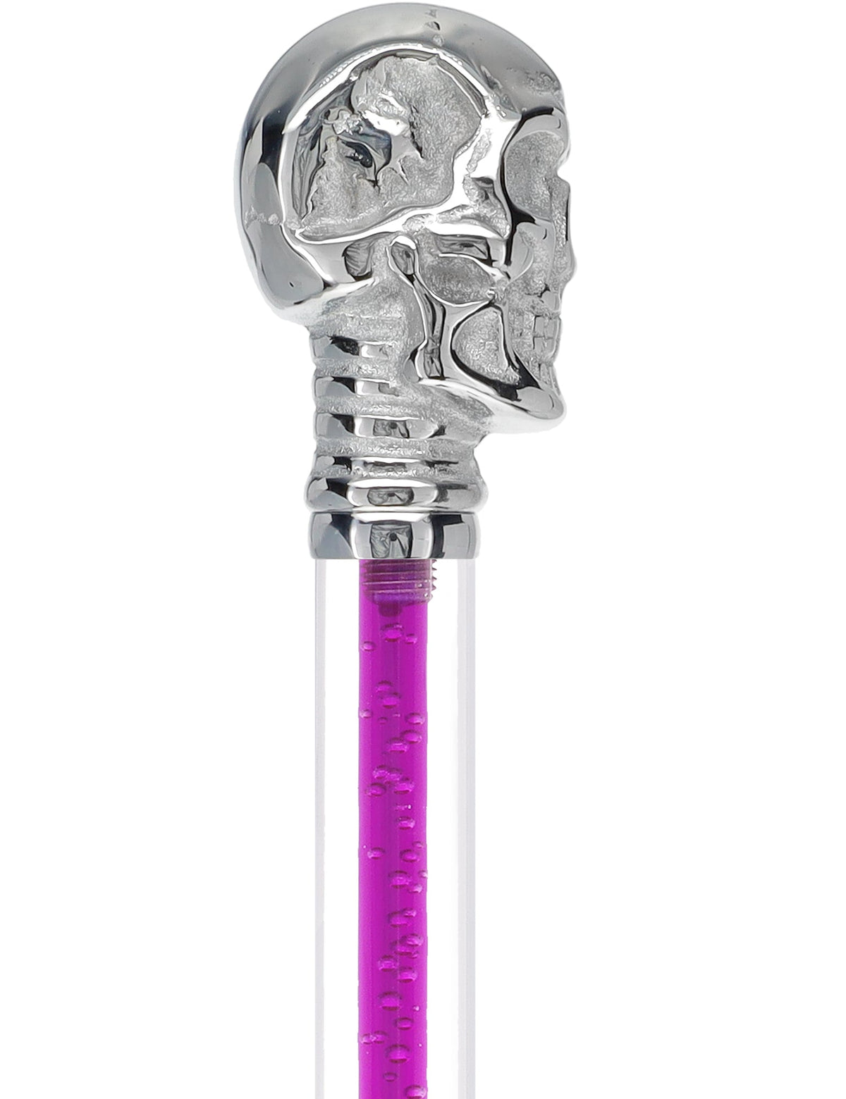 Color Crystal Elegance Chrome Skull Cane with Invisible Acrylic Shaft Options