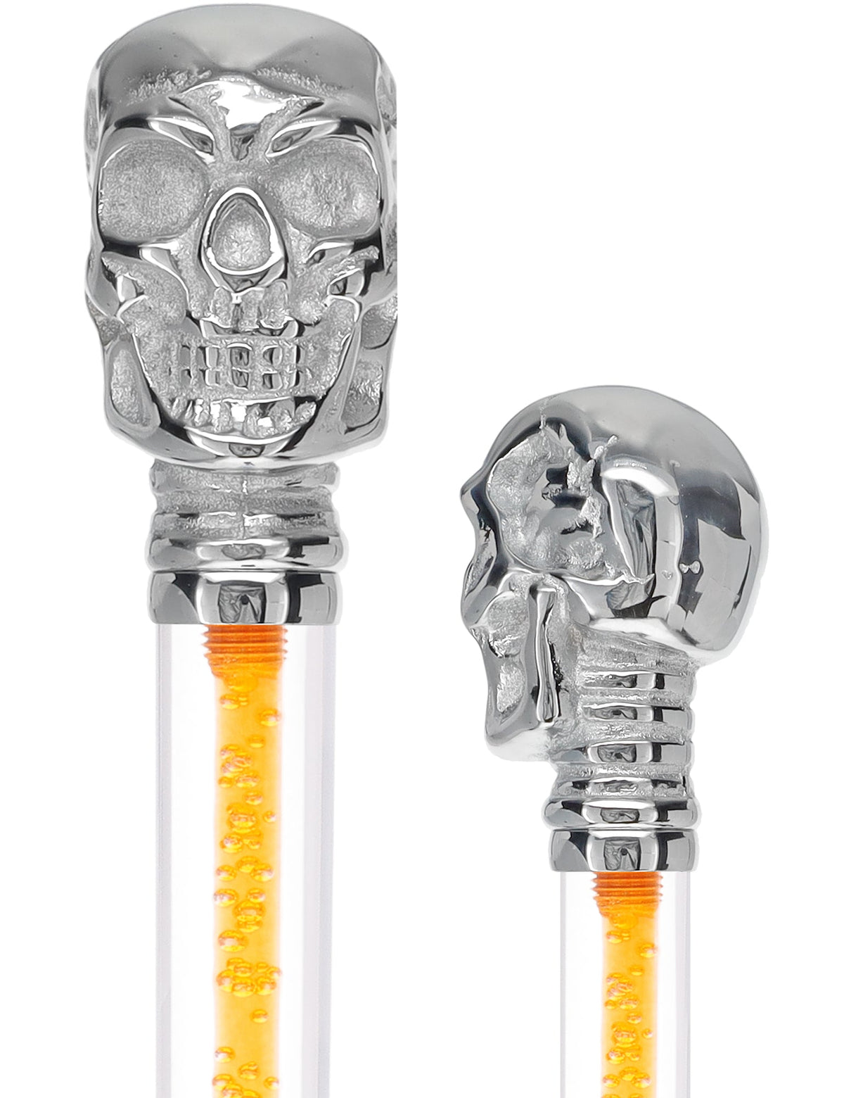 Color Crystal Elegance Chrome Skull Cane with Invisible Acrylic Shaft Options