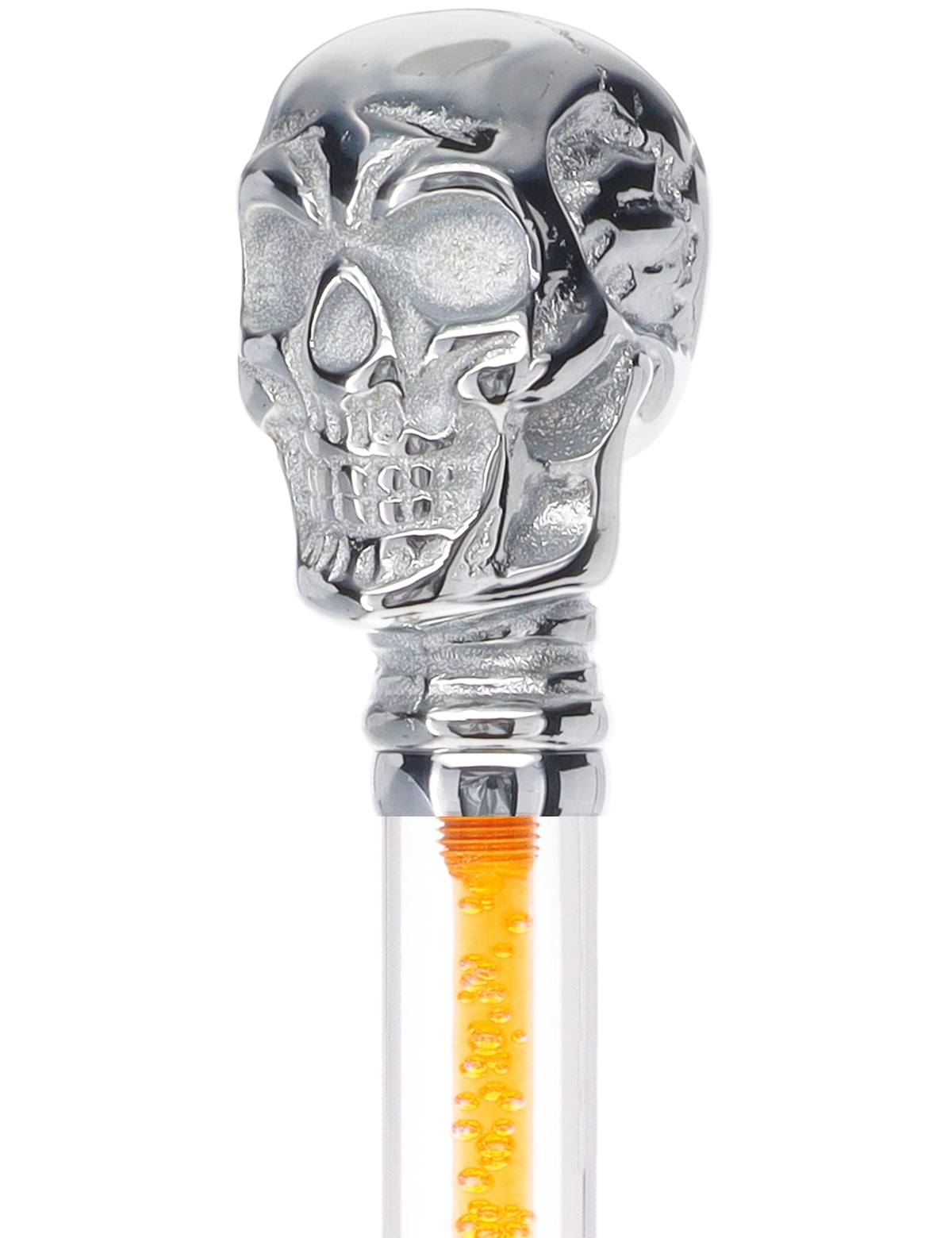 Color Crystal Elegance Chrome Skull Cane with Invisible Acrylic Shaft Options