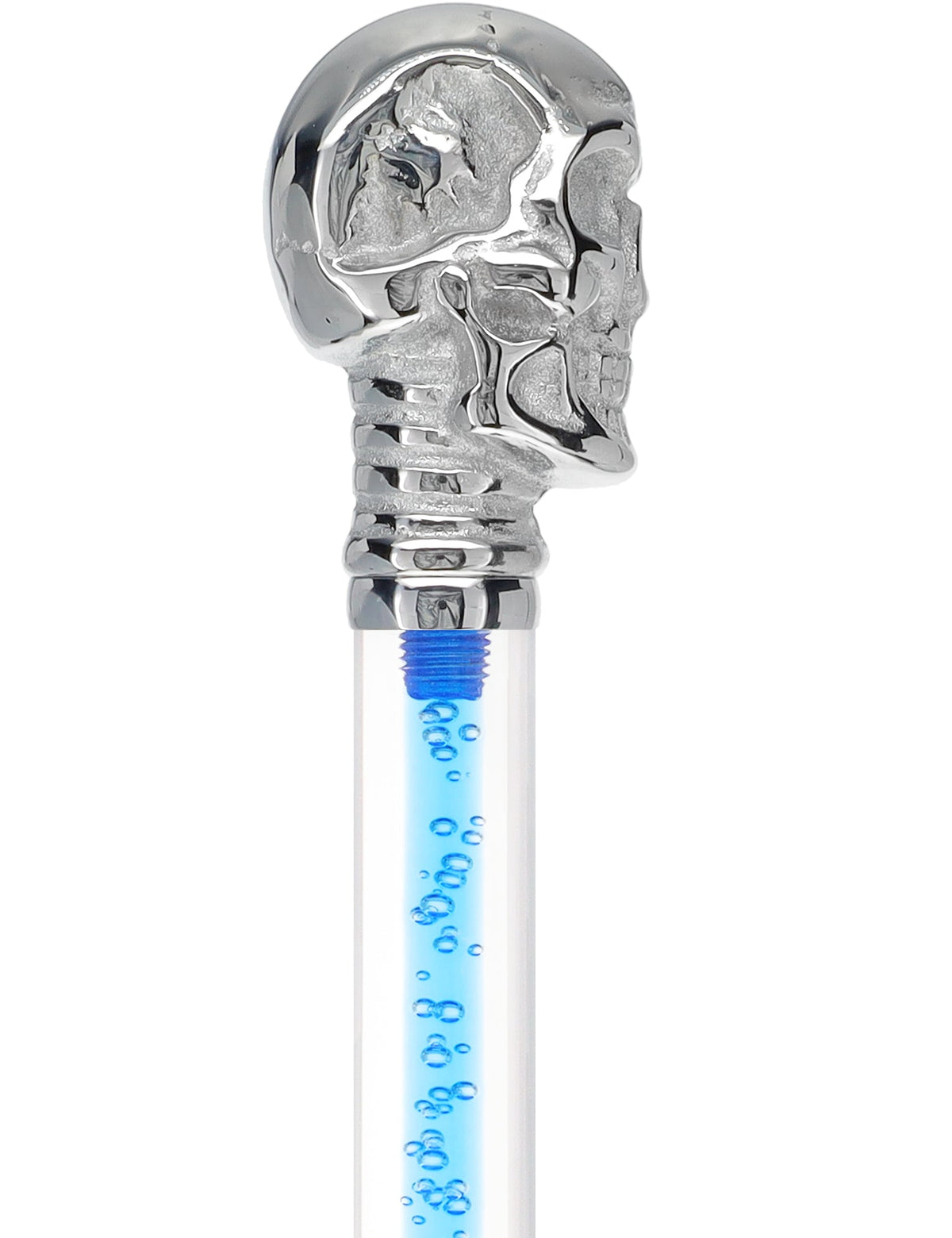 Color Crystal Elegance Chrome Skull Cane with Invisible Acrylic Shaft Options