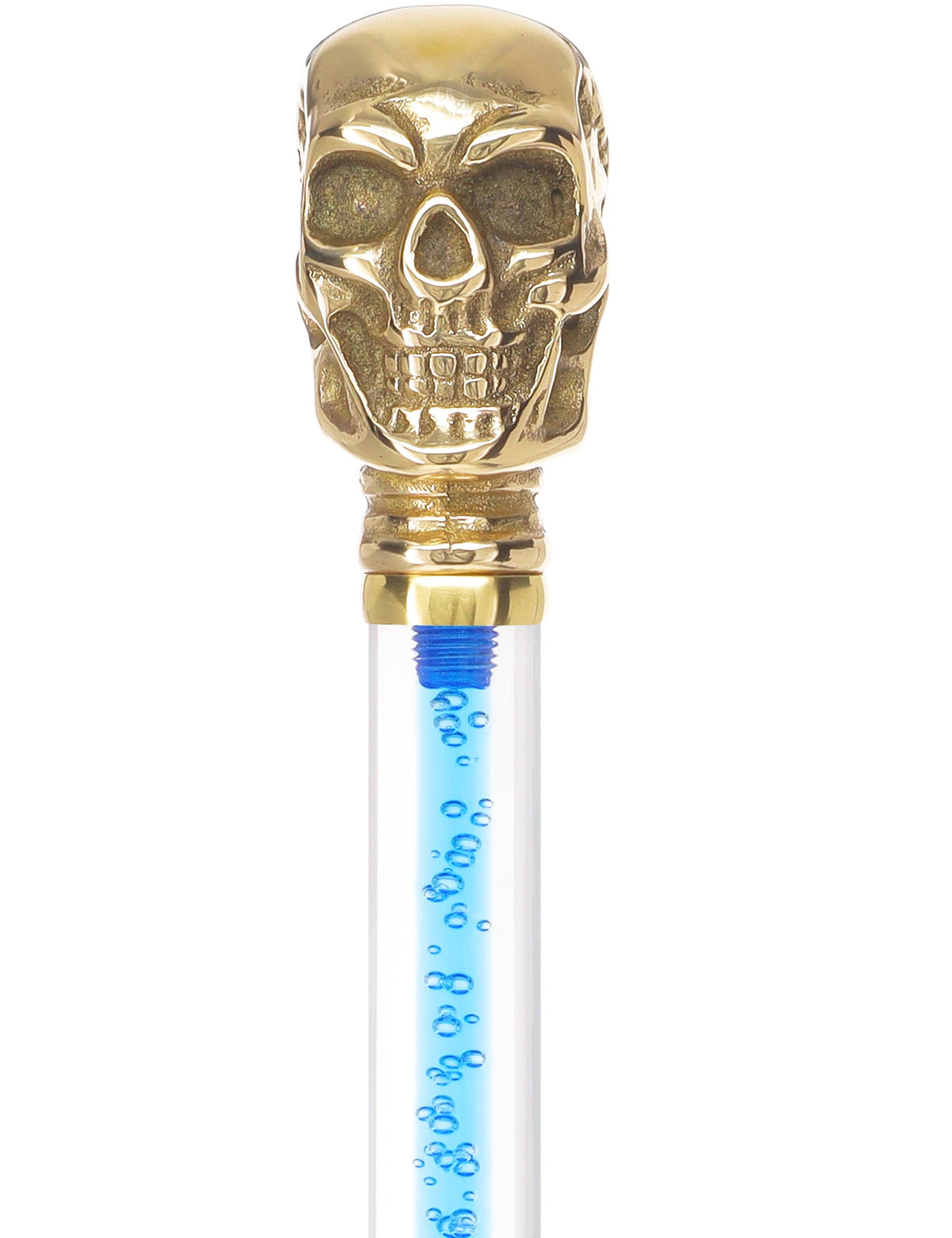 Color Crystal Elegance Brass Skull Cane with Invisible Acrylic Shaft Options
