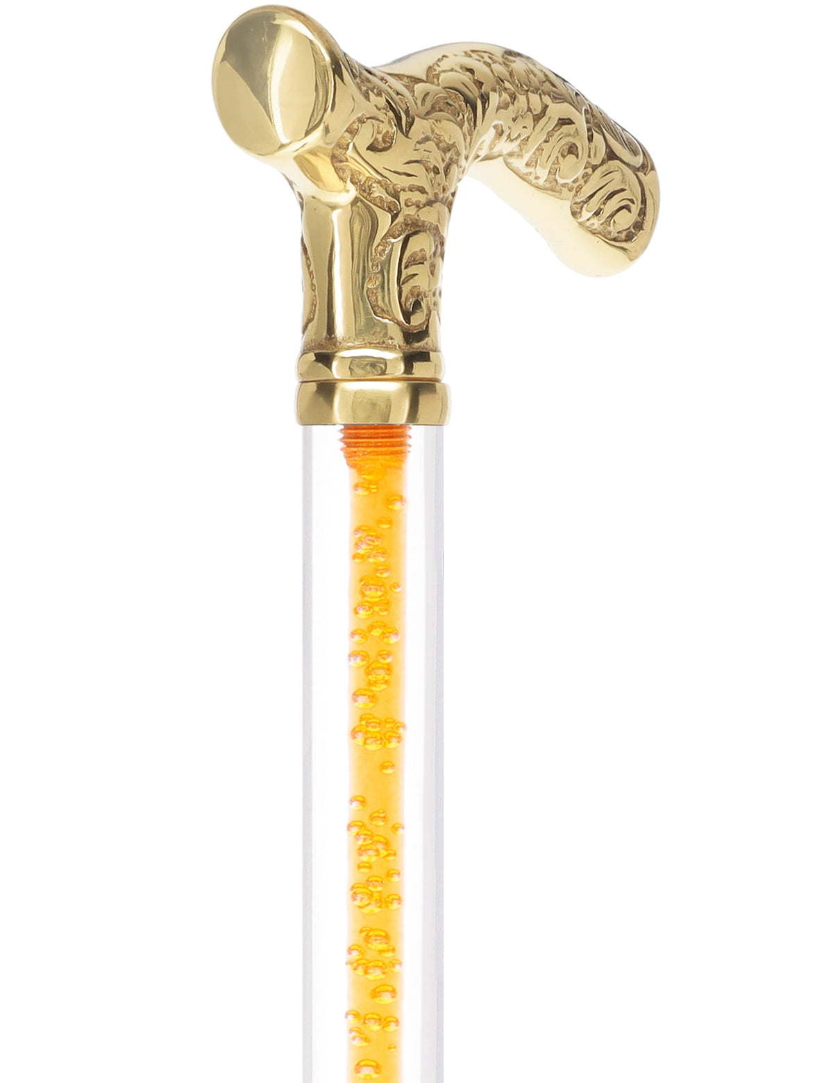 Color Crystal Elegance Brass Fritz Cane with Invisible Acrylic Shaft Options