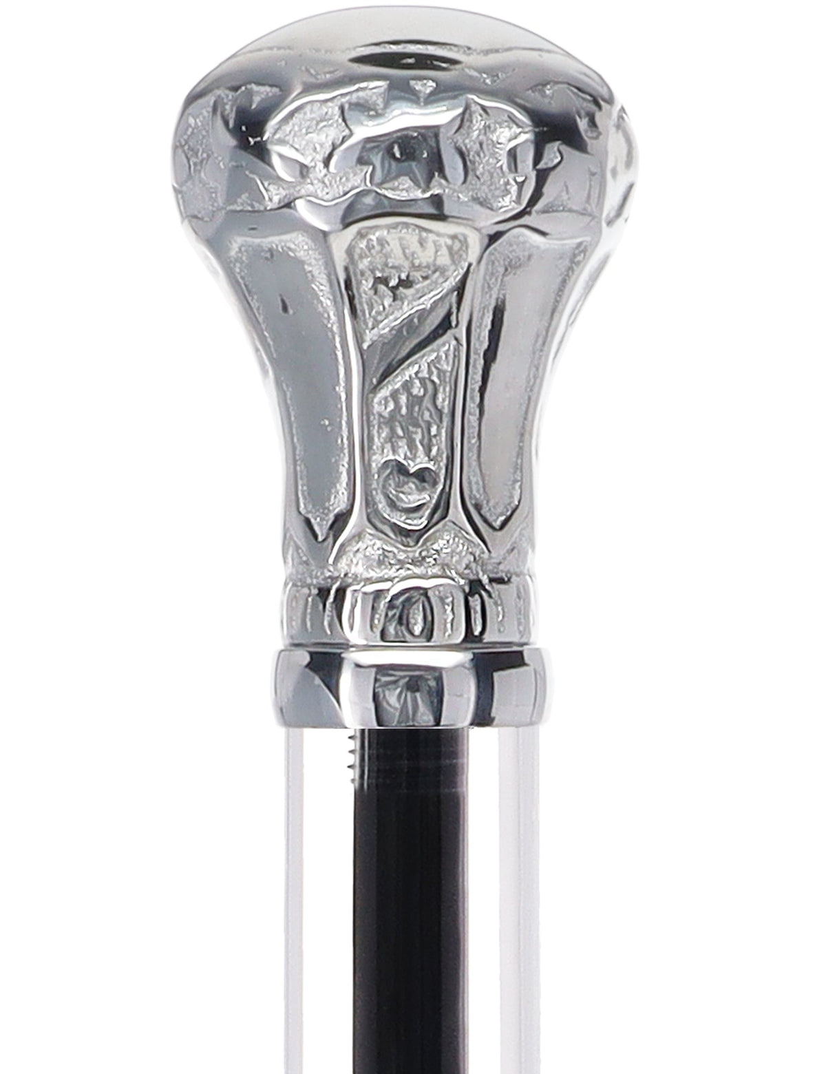 Crystal Elegance Chrome Knob Cane with Invisible Acrylic Shaft Options
