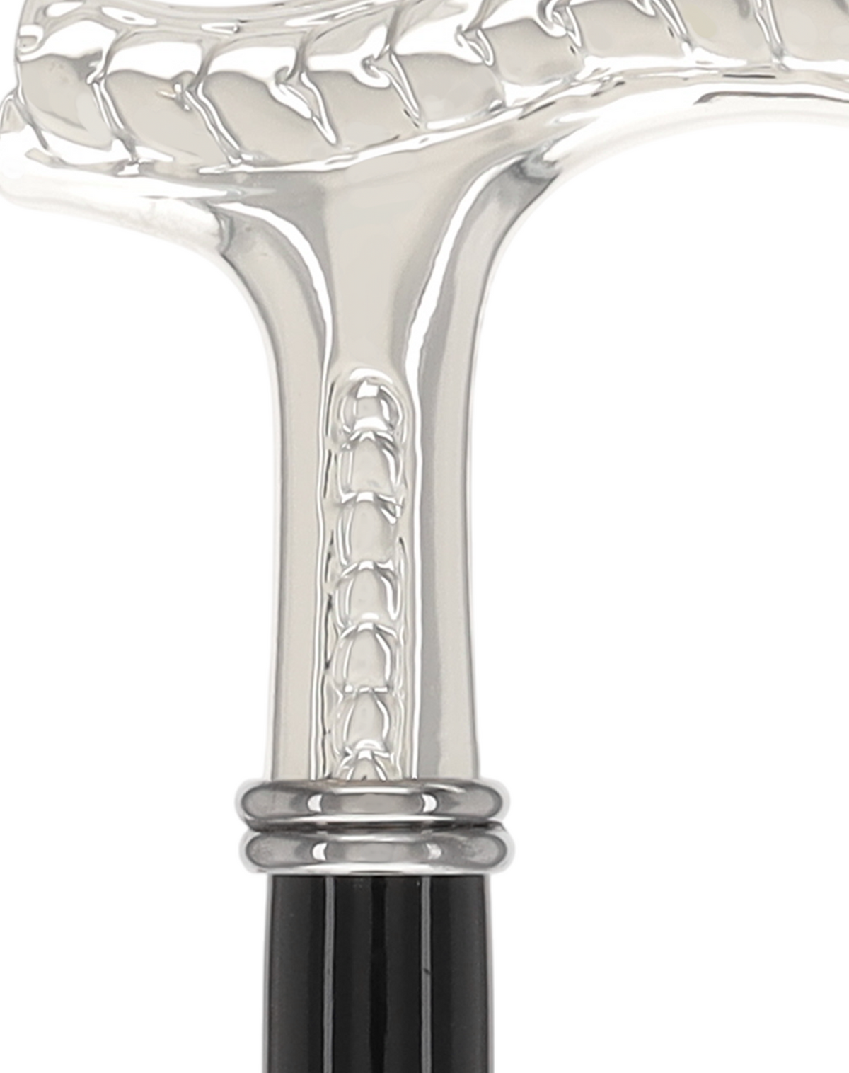 Italian Luxury: Embossed Leaves Cane, Crafted in 925r Silver